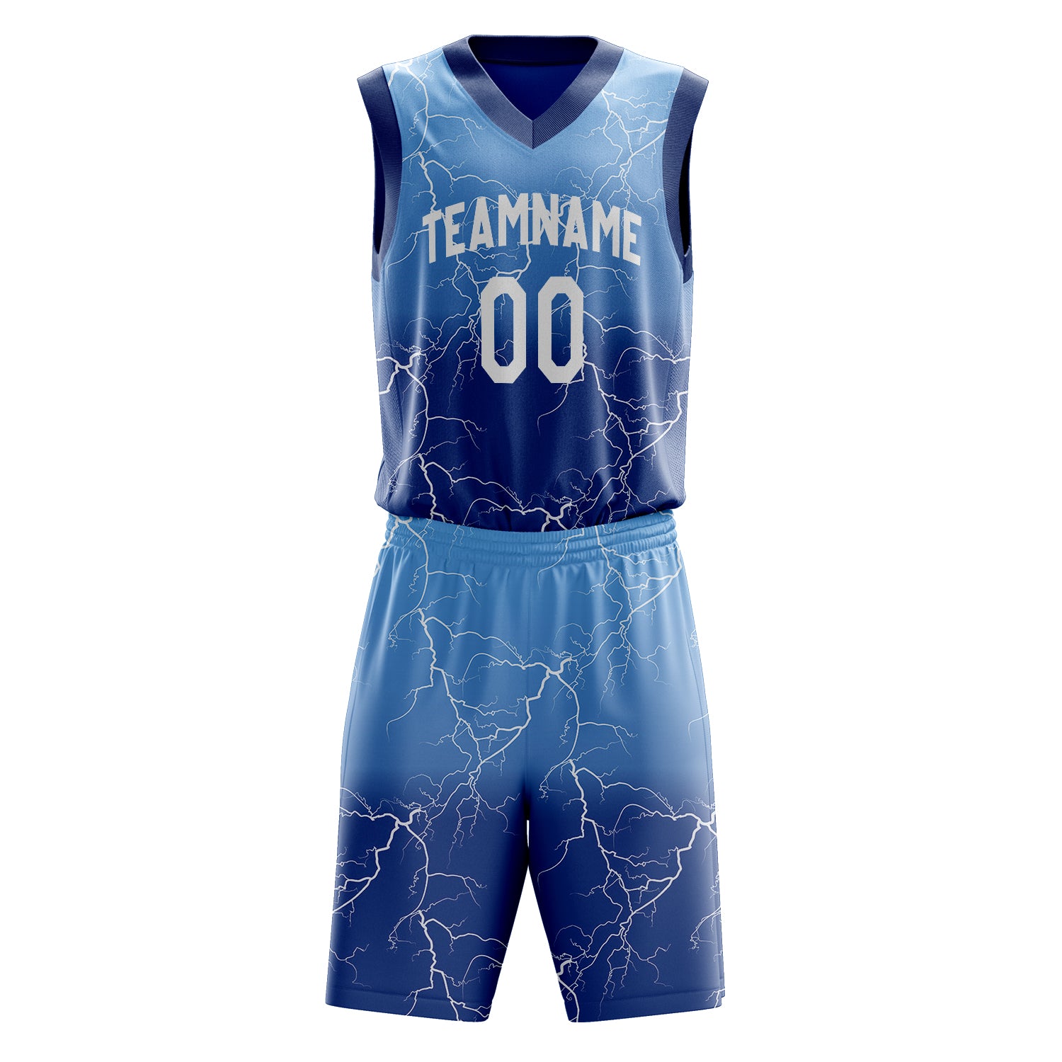 Custom Royal White Lightning Basketball Set
