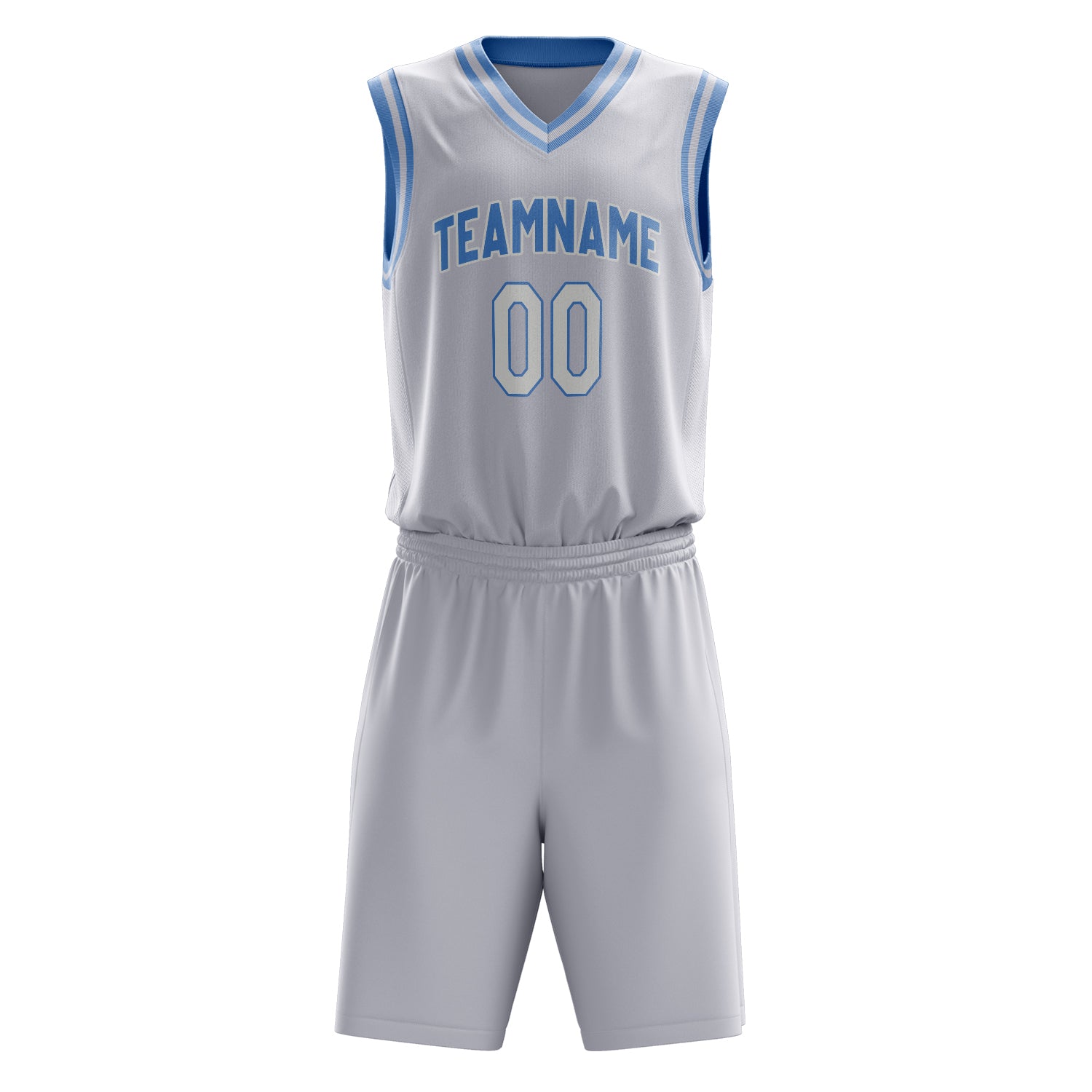 Custom White Light Blue Solid Color Basketball Set