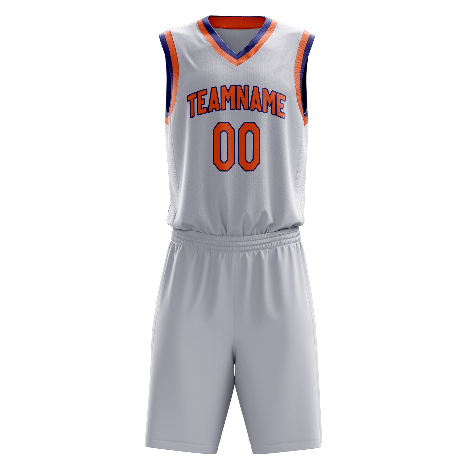 Custom White Orange Solid Color Basketball Set
