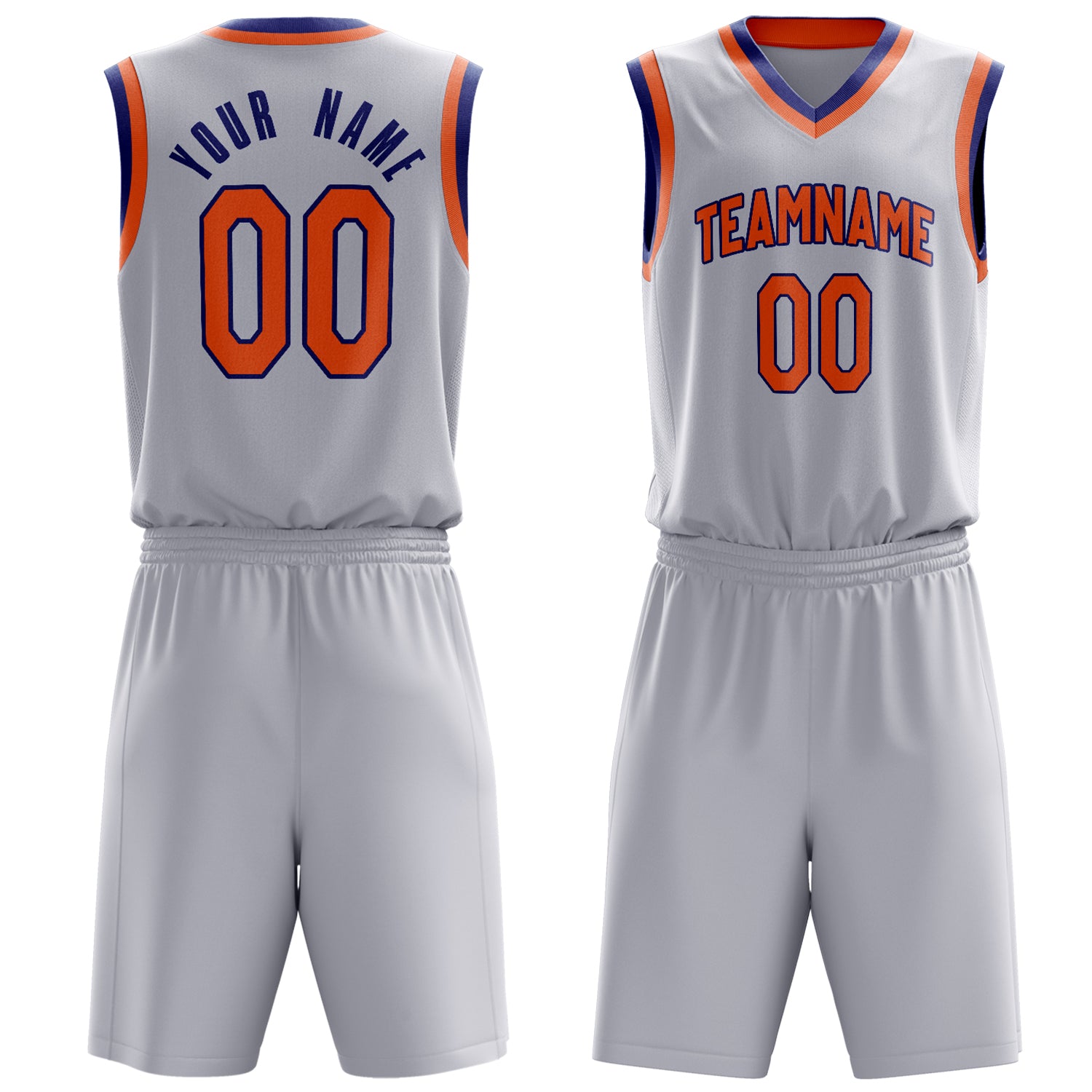 Custom White Orange Solid Color Basketball Set