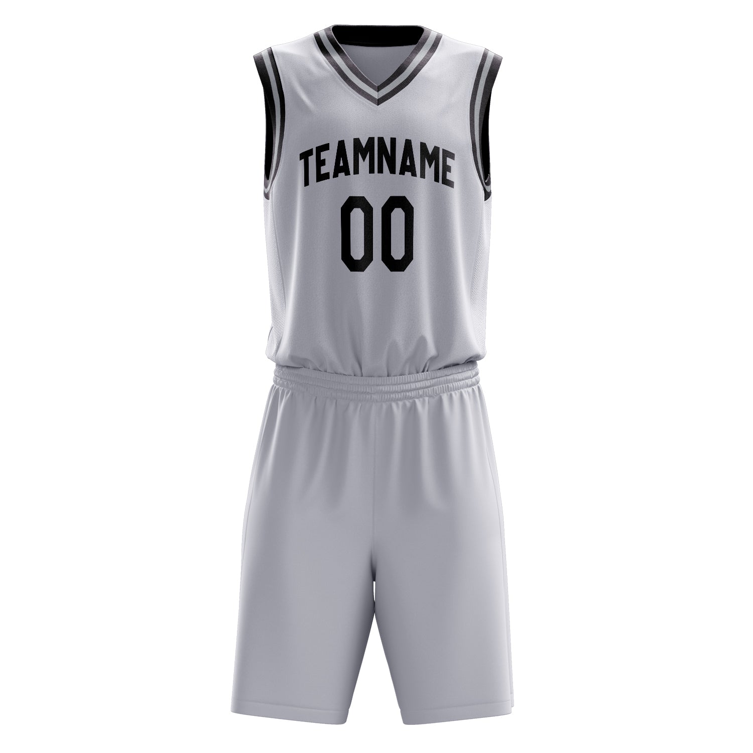 Custom White Black Solid Color Basketball Set
