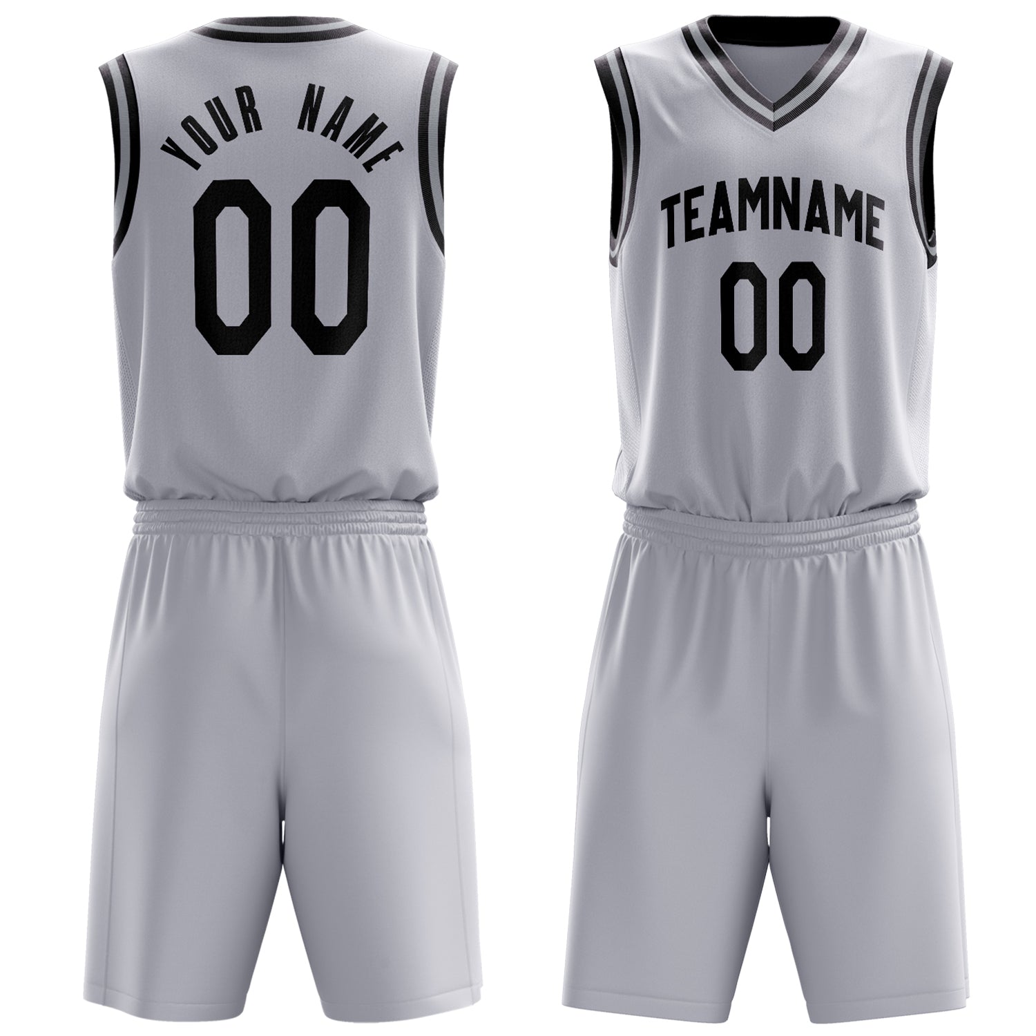Custom White Black Solid Color Basketball Set