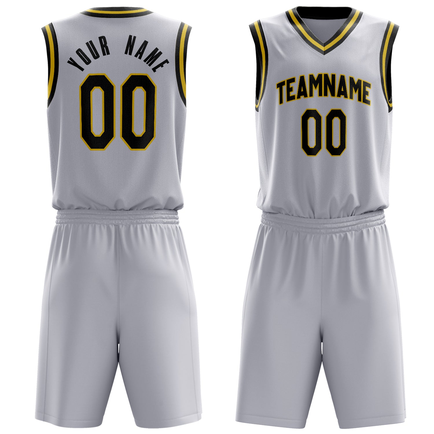 Custom White Black Solid Color Basketball Set