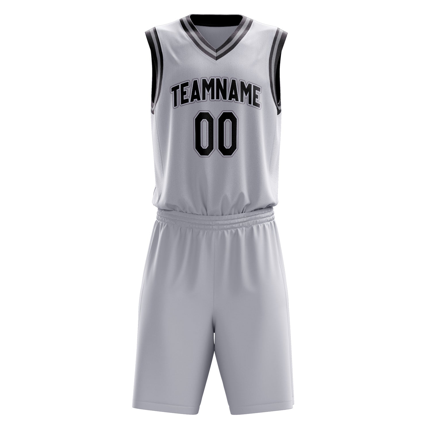 Custom White Black Solid Color Basketball Set