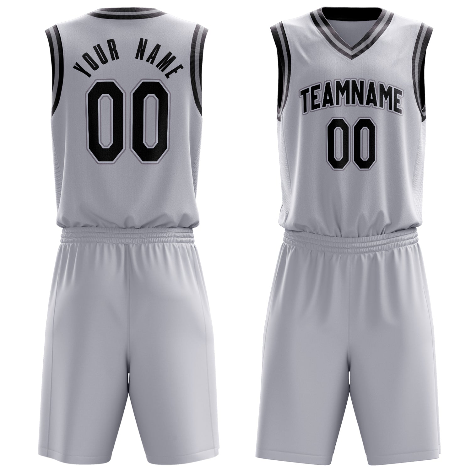 Custom White Black Solid Color Basketball Set