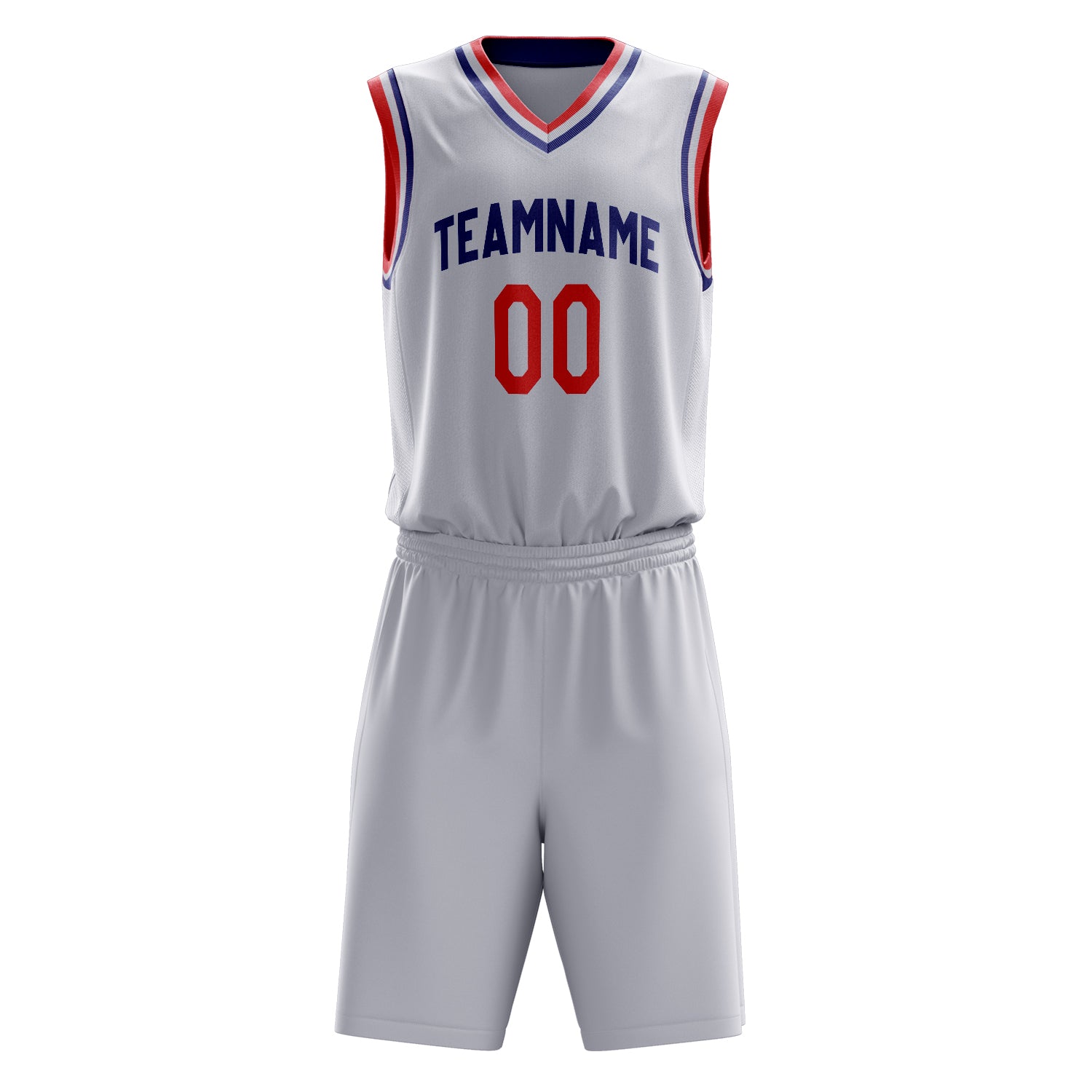 Custom White Red Solid Color Basketball Set