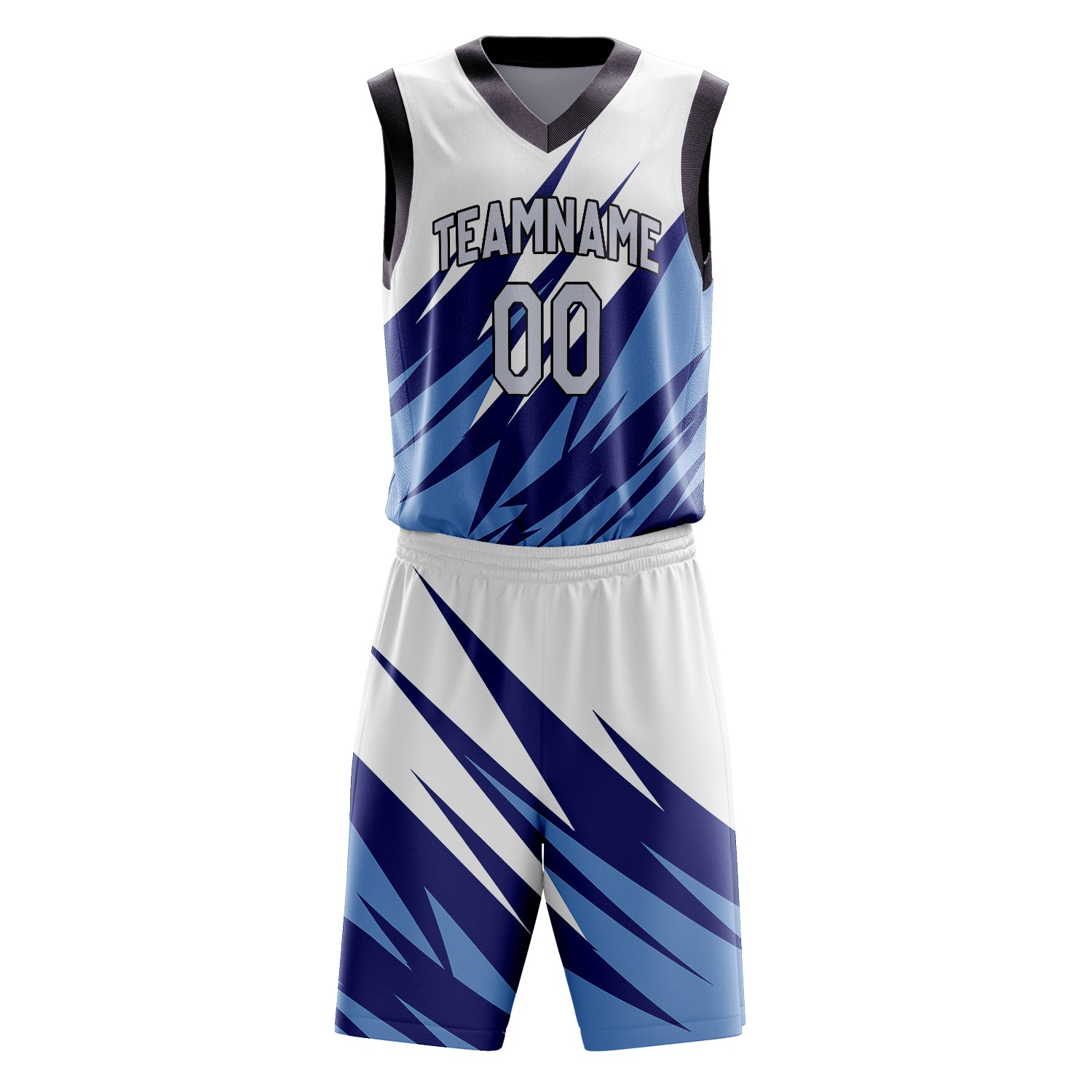 Custom White Gray Sublimation Basketball Set