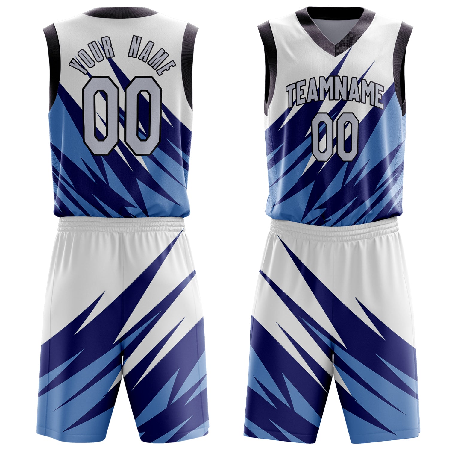 Custom White Gray Sublimation Basketball Set