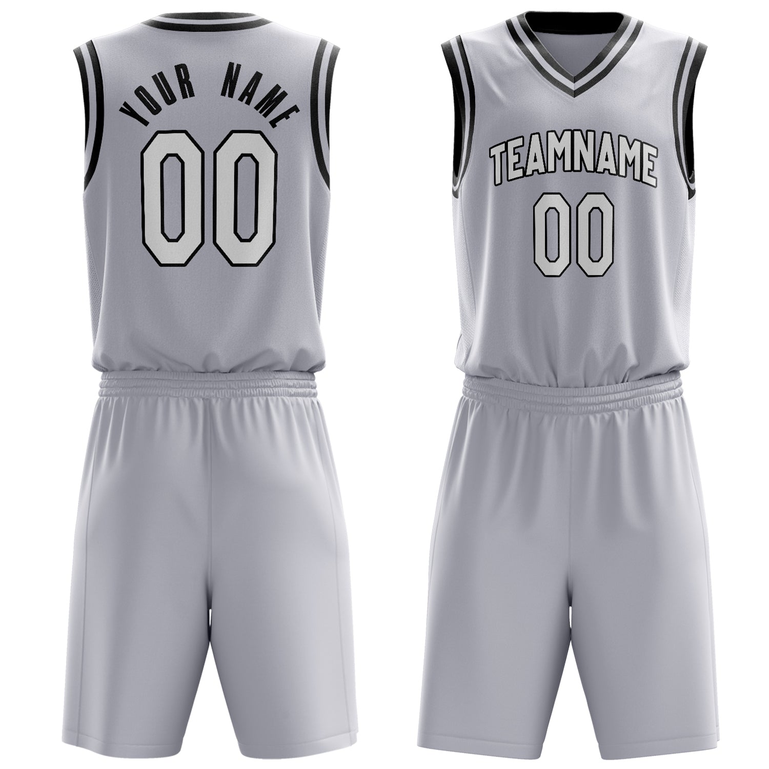 Custom White White Solid Color Basketball Set