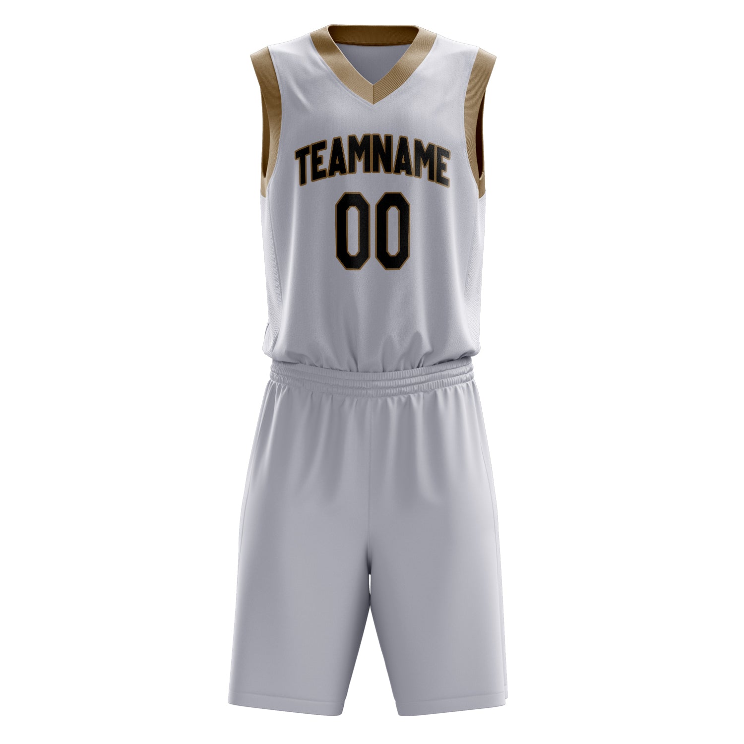 Custom White Black Solid Color Basketball Set