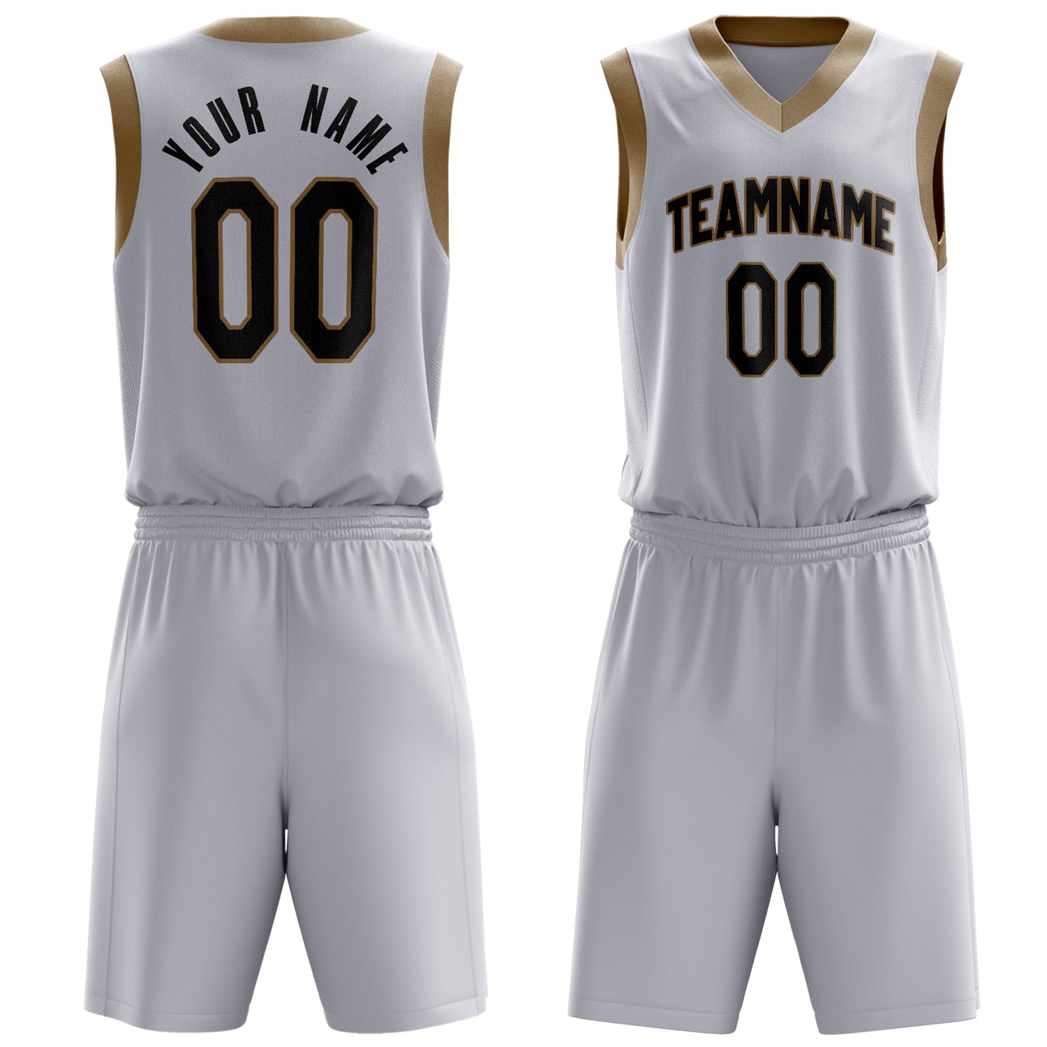Custom White Black Solid Color Basketball Set