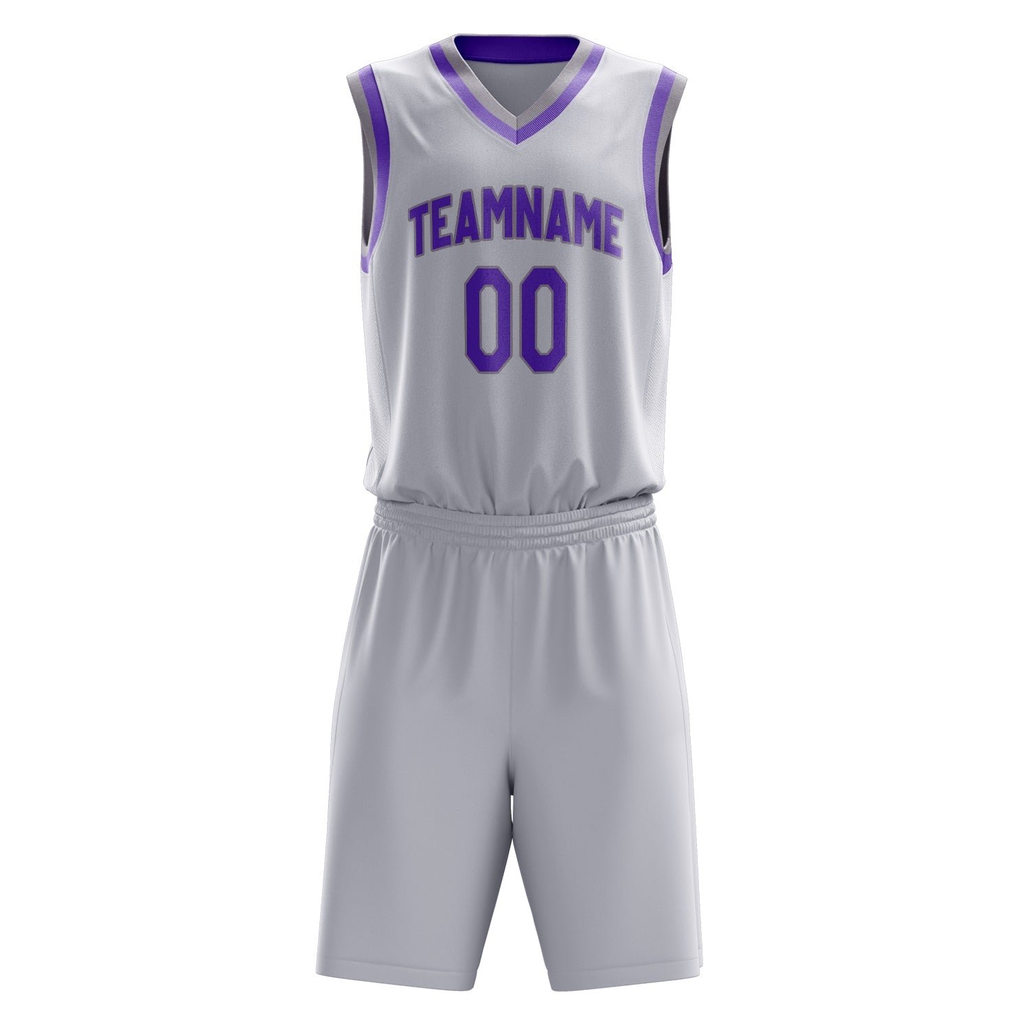 Custom White Purple Solid Color Basketball Set
