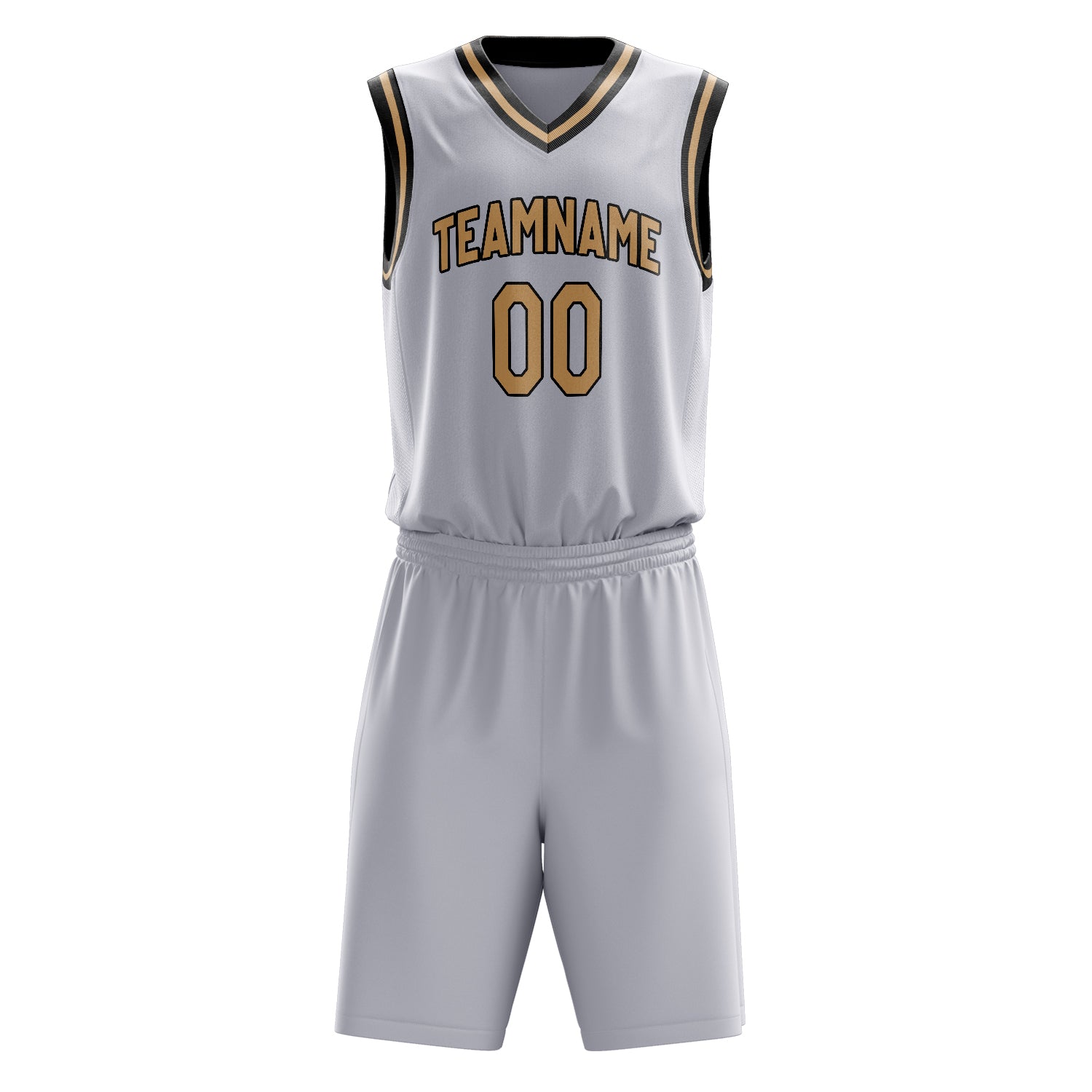 Custom White Old-Gold Solid Color Basketball Set