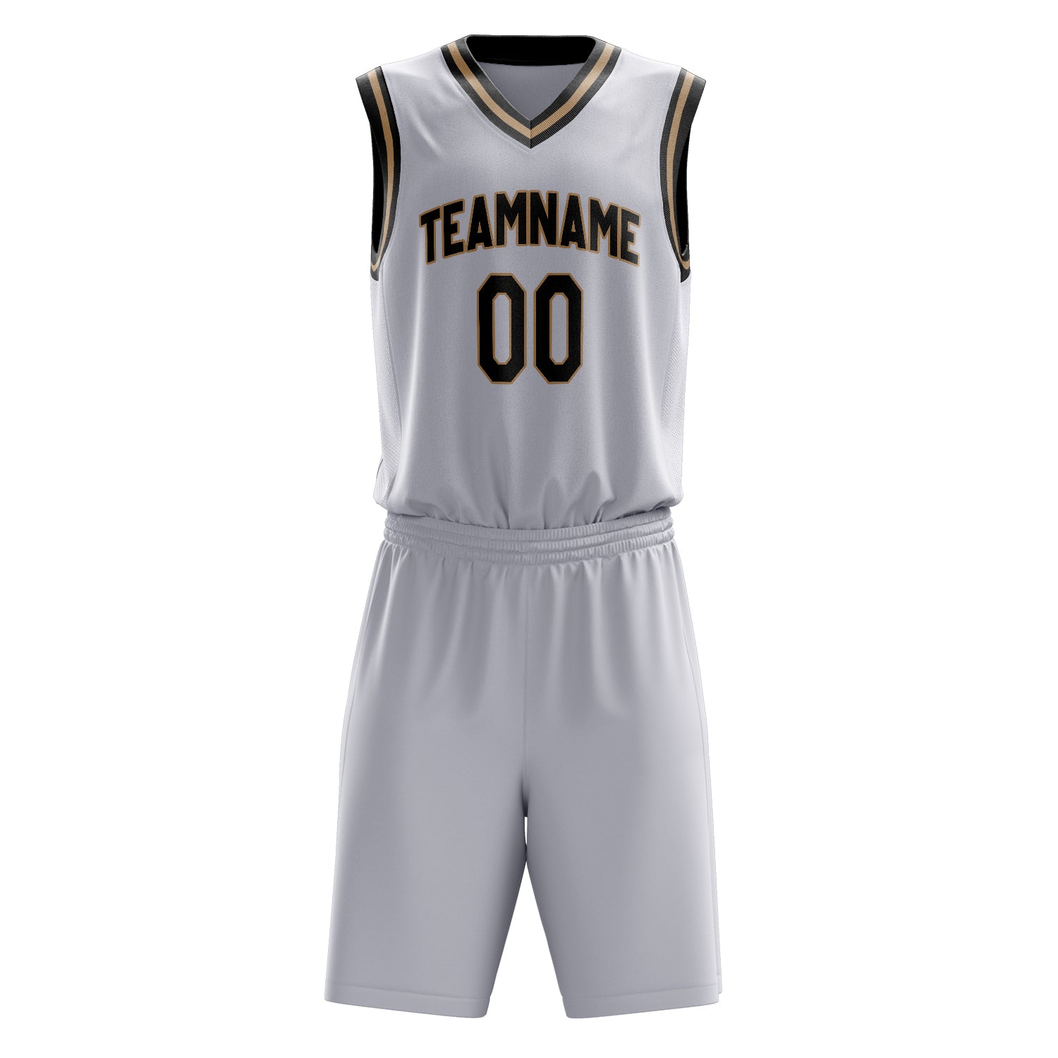 Custom White Black Solid Color Basketball Set