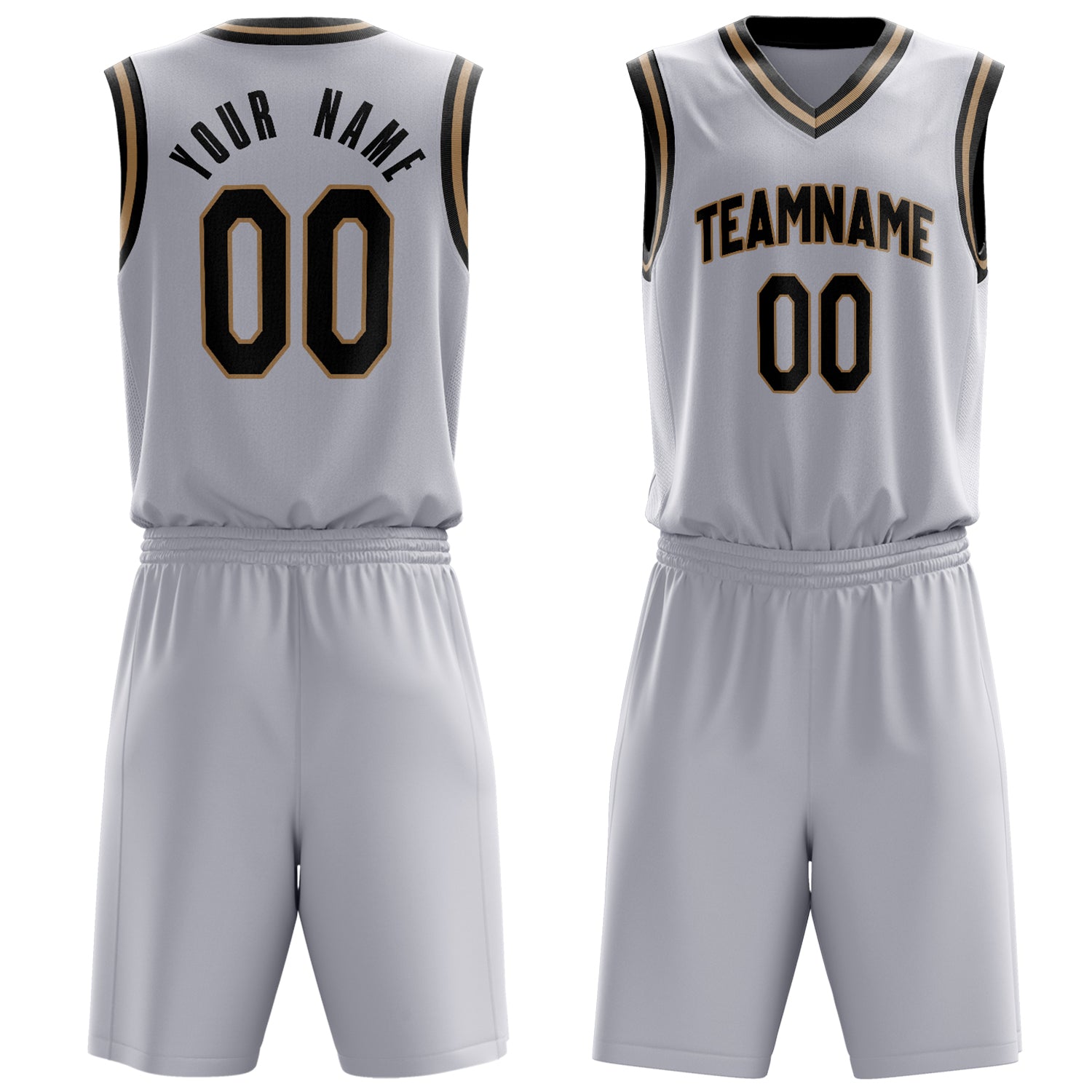 Custom White Black Solid Color Basketball Set