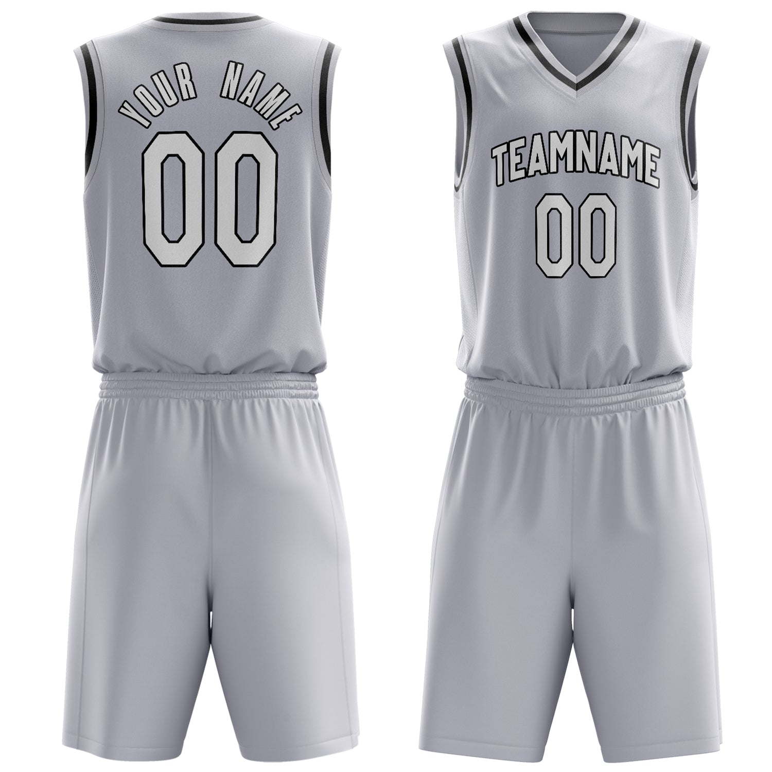 Custom White White Solid Color Basketball Set