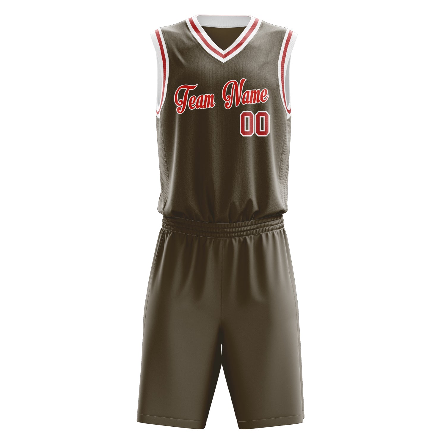Custom Olive Red Solid Color Basketball Set