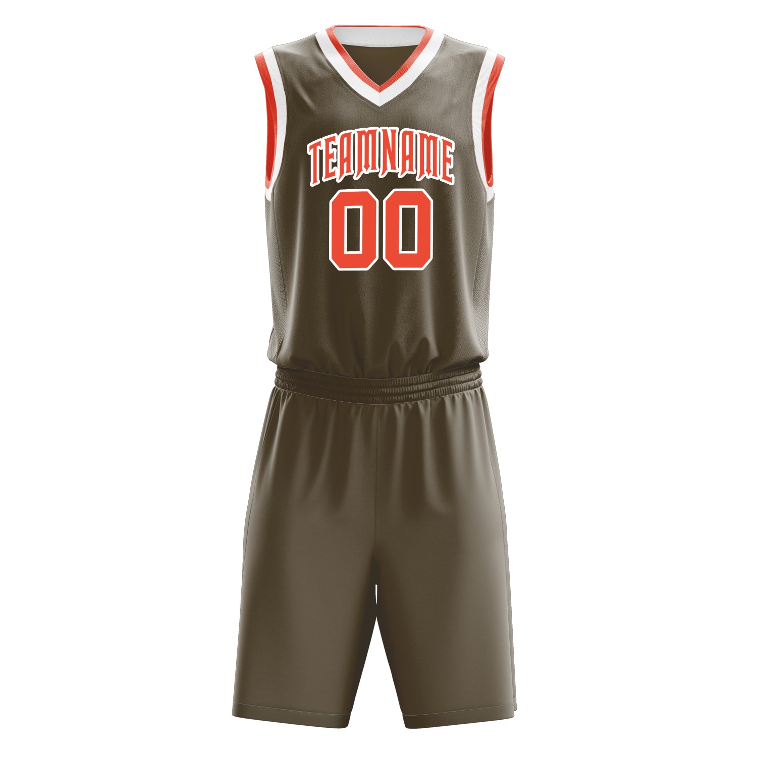 Custom Olive Orange Solid Color Basketball Set
