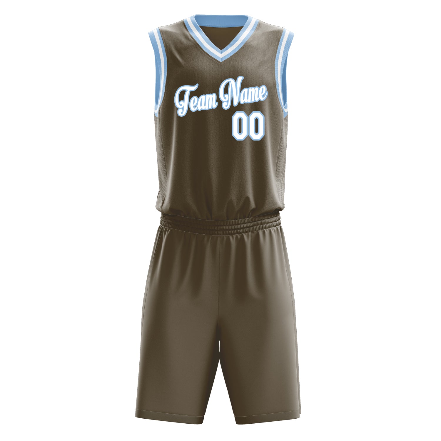 Custom Olive White Solid Color Basketball Set