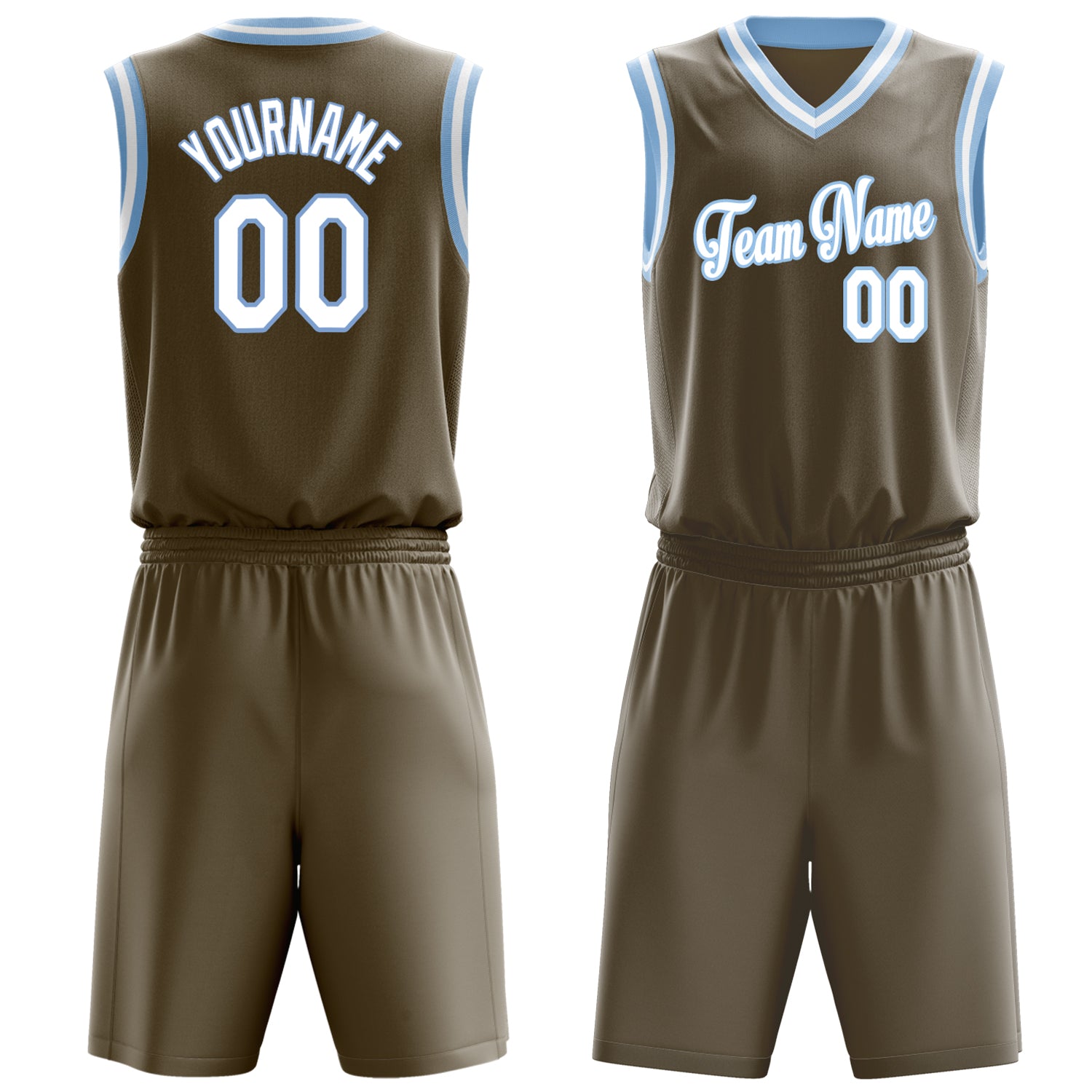 Custom Olive White Solid Color Basketball Set