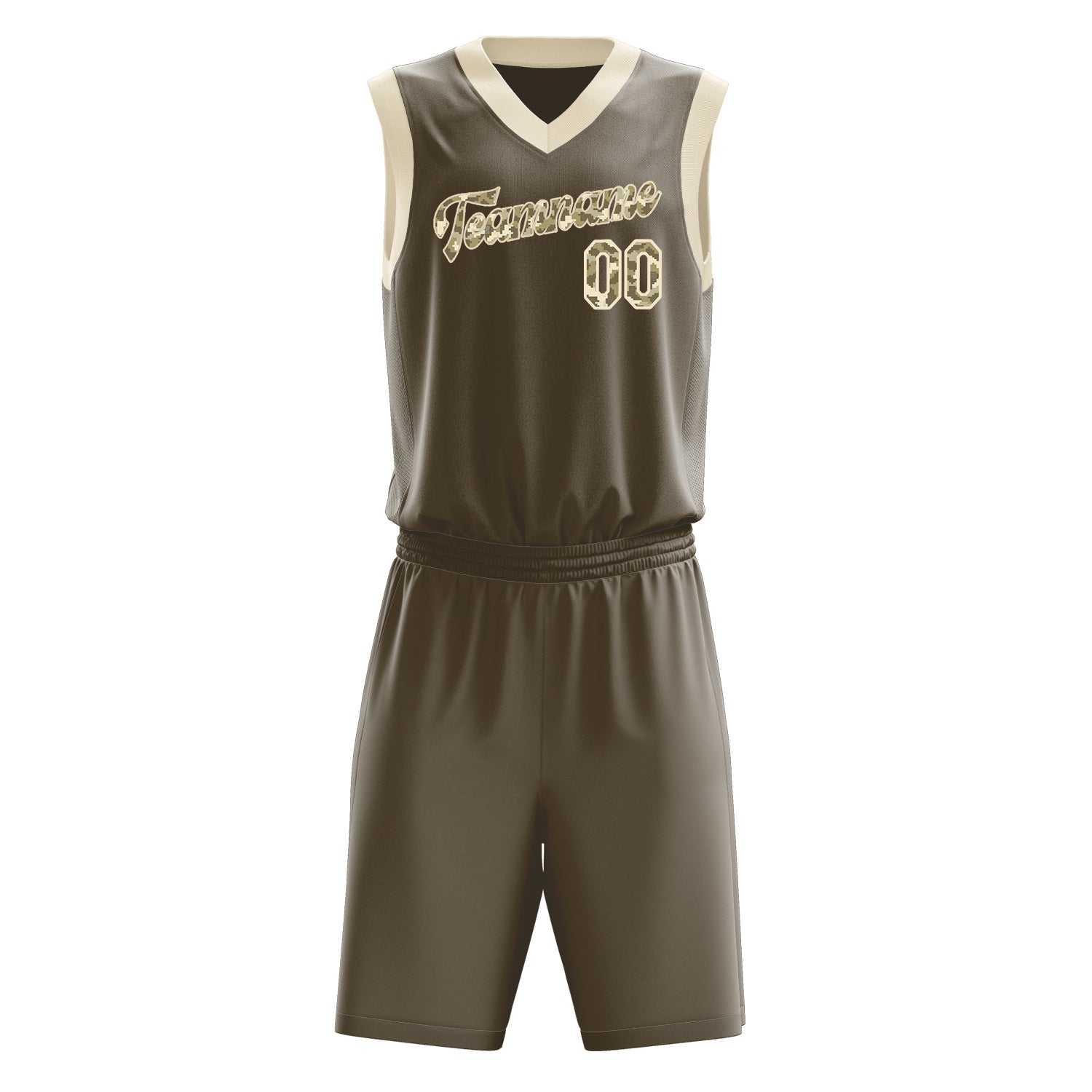 Custom Olive Camo Solid Color Basketball Set