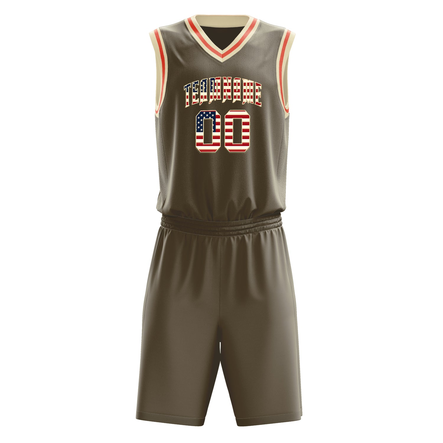 Custom Olive Cream Solid Color Basketball Set