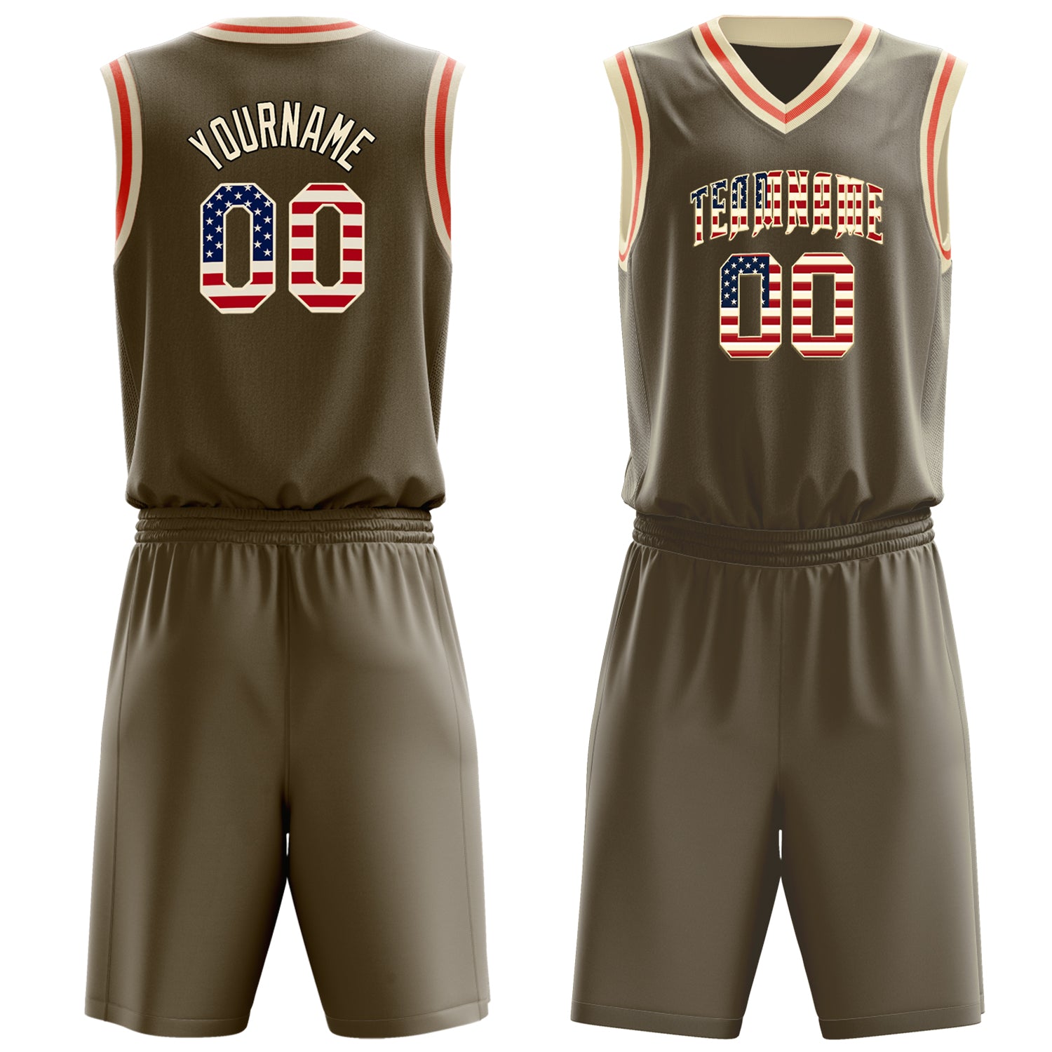 Custom Olive Cream Solid Color Basketball Set