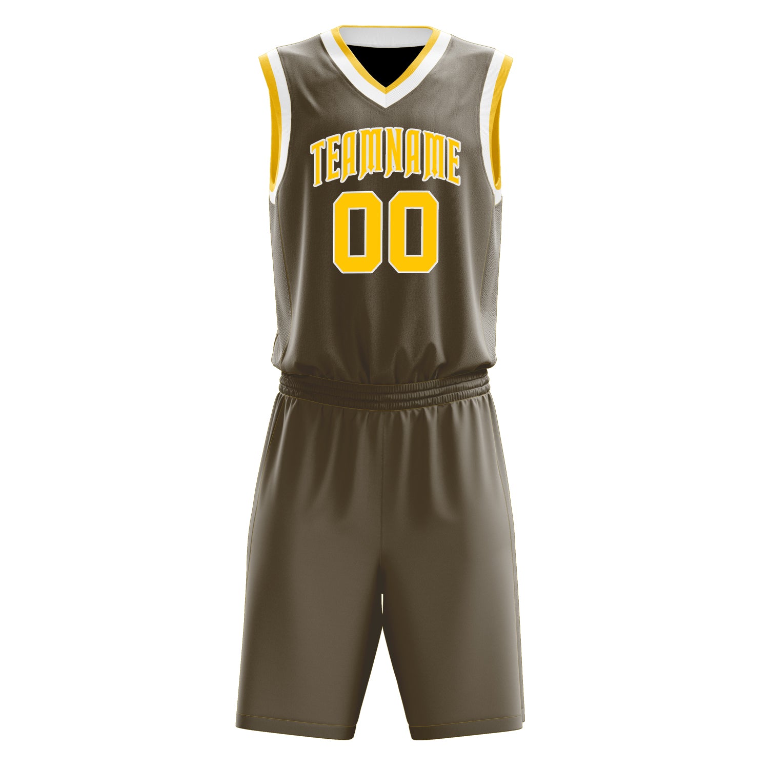 Custom Olive Yellow Solid Color Basketball Set