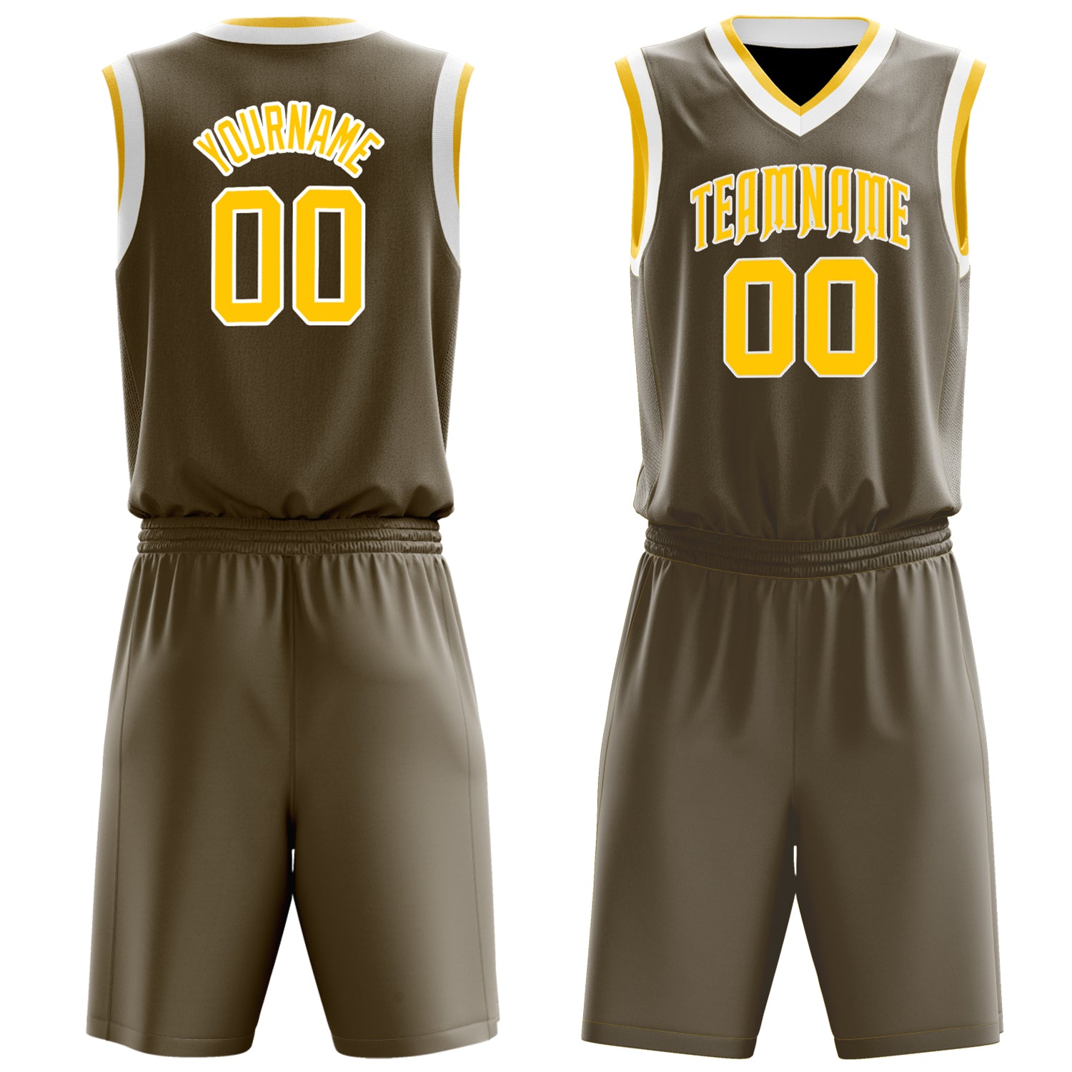 Custom Olive Yellow Solid Color Basketball Set