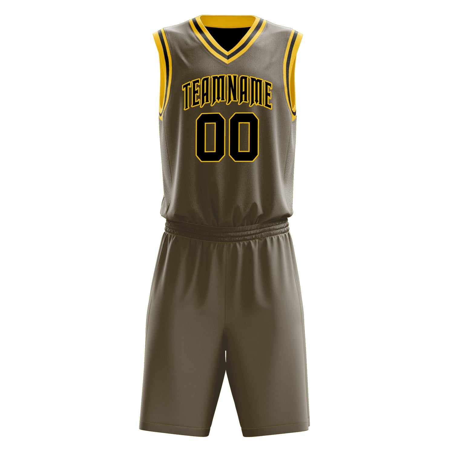 Custom Olive Black Solid Color Basketball Set