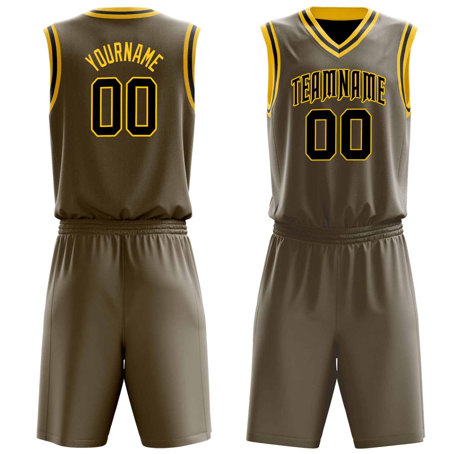 Custom Olive Black Solid Color Basketball Set