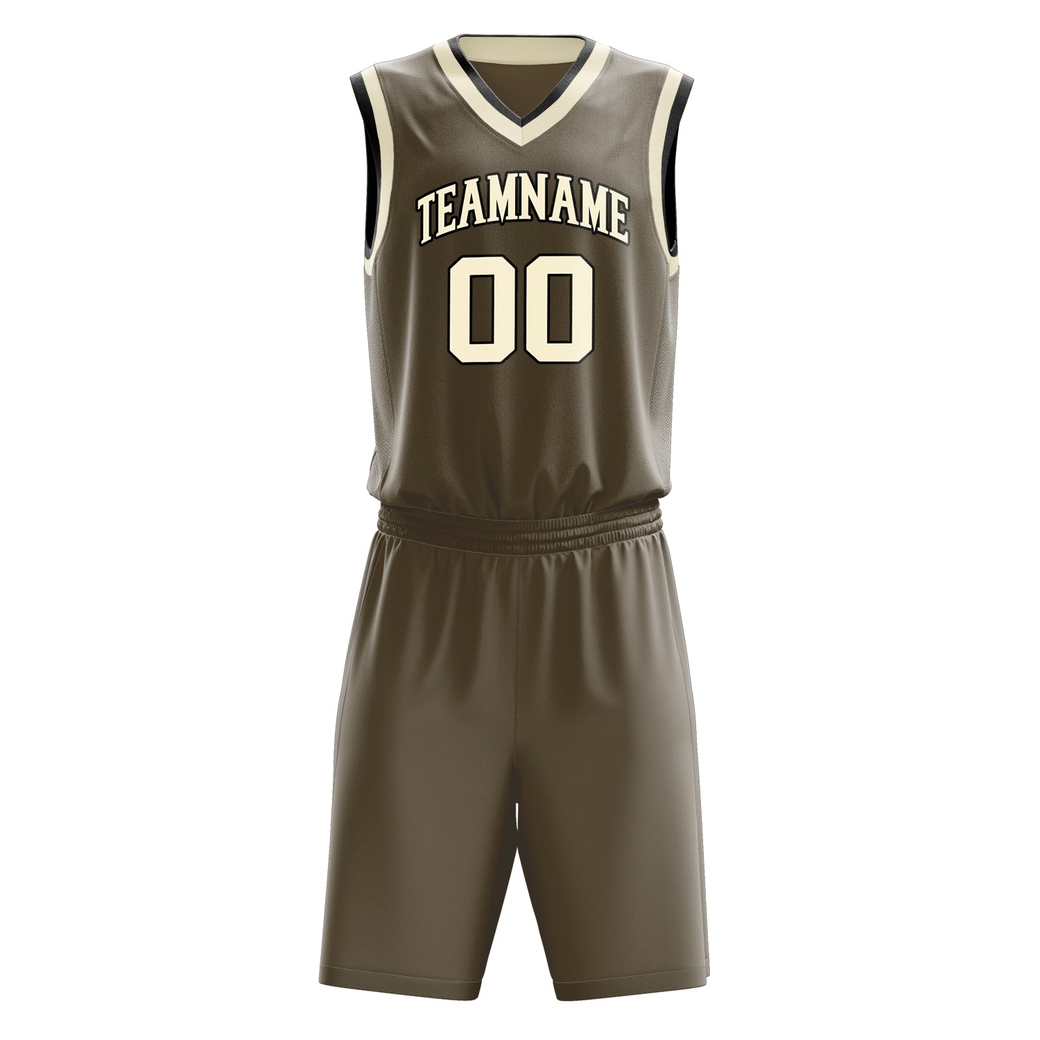 Custom Olive Cream Solid Color Basketball Set