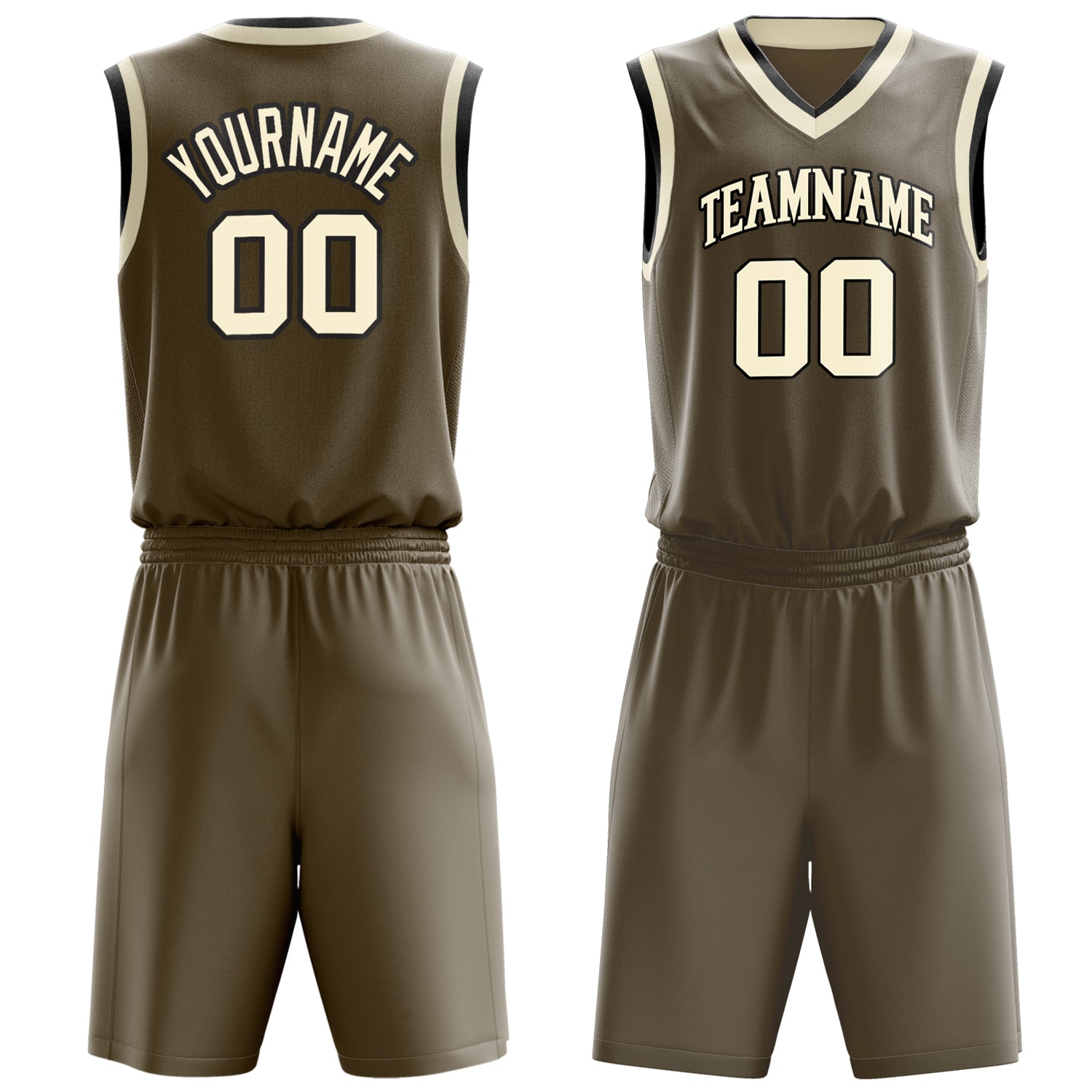 Custom Olive Cream Solid Color Basketball Set