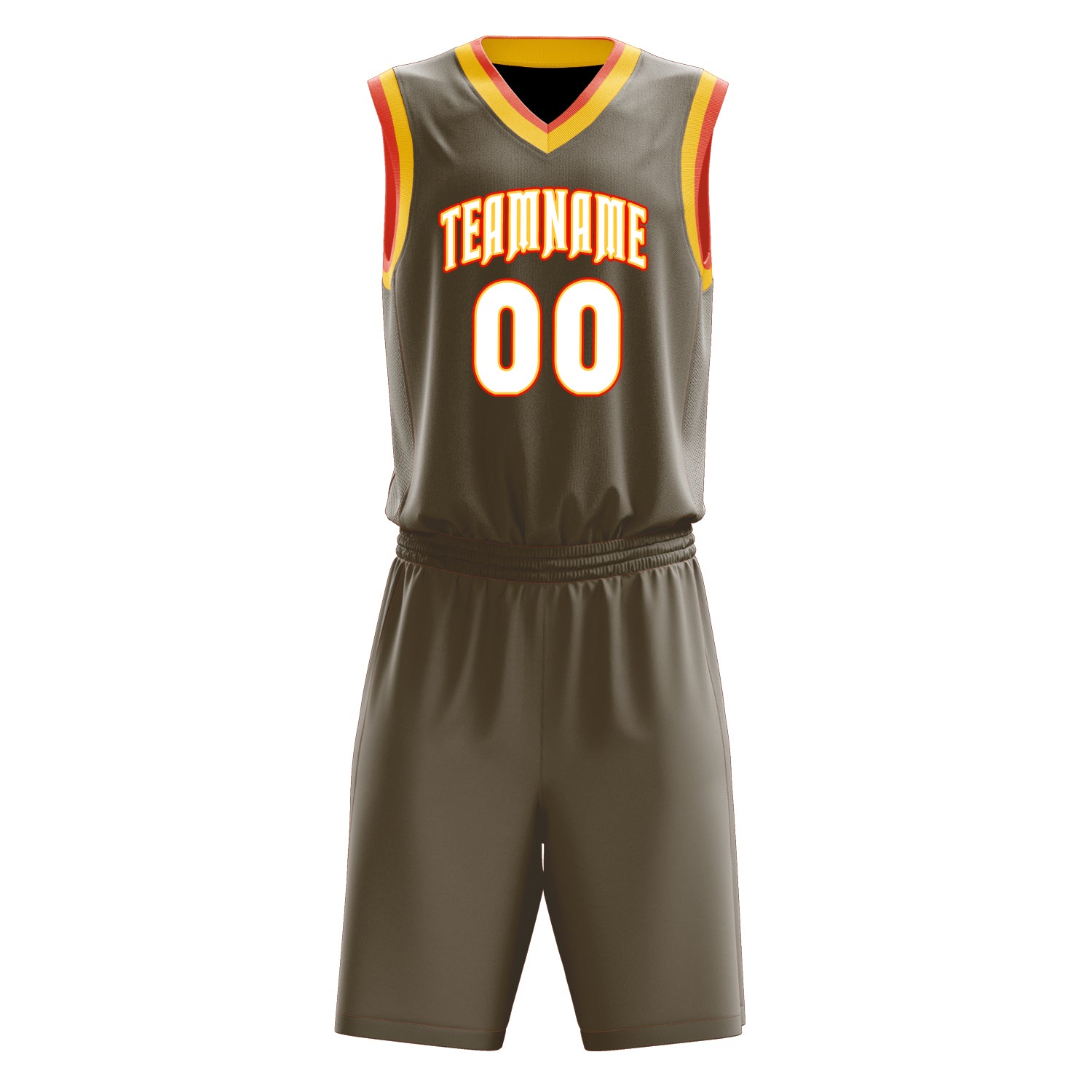 Custom Olive White Solid Color Basketball Set