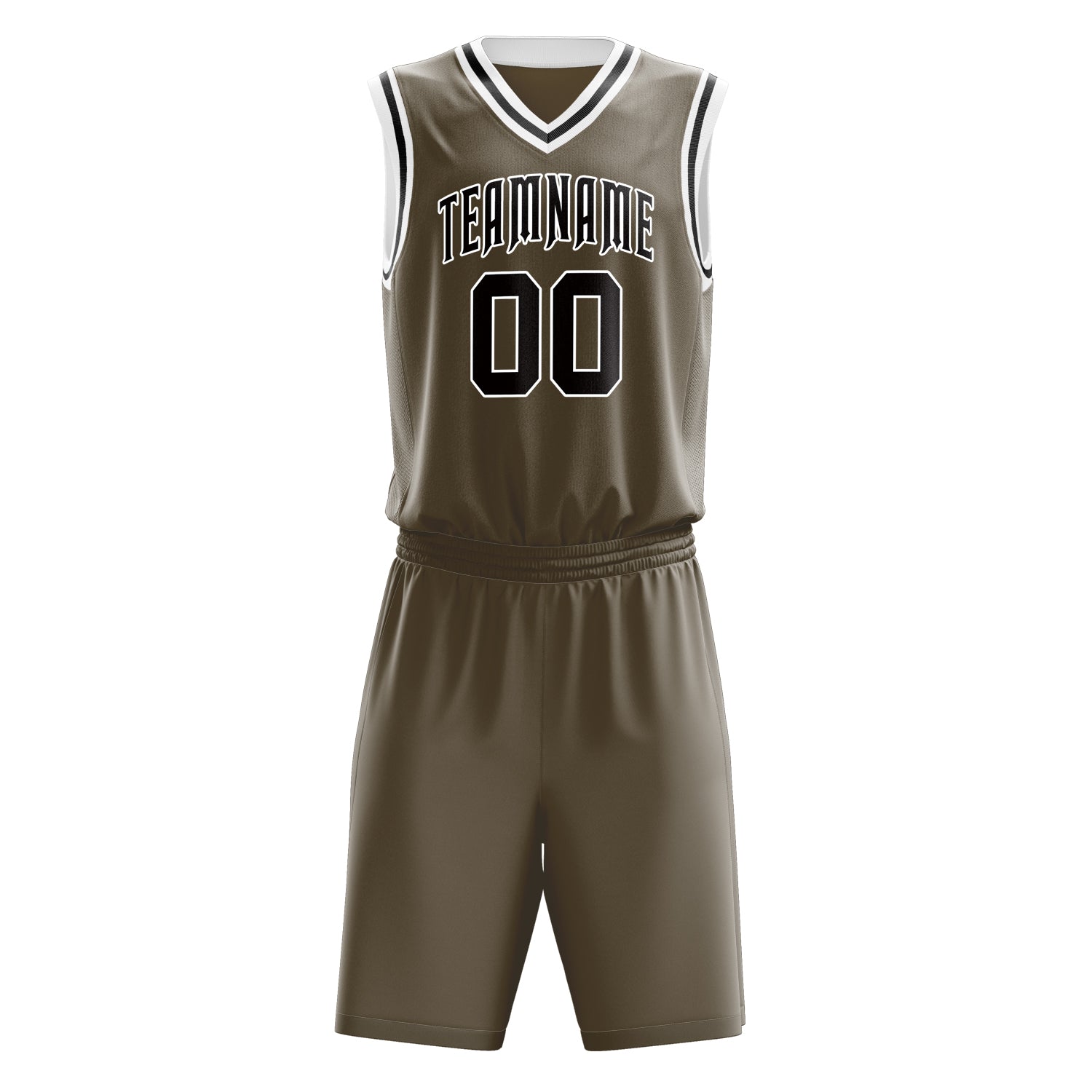Custom Olive Black Solid Color Basketball Set