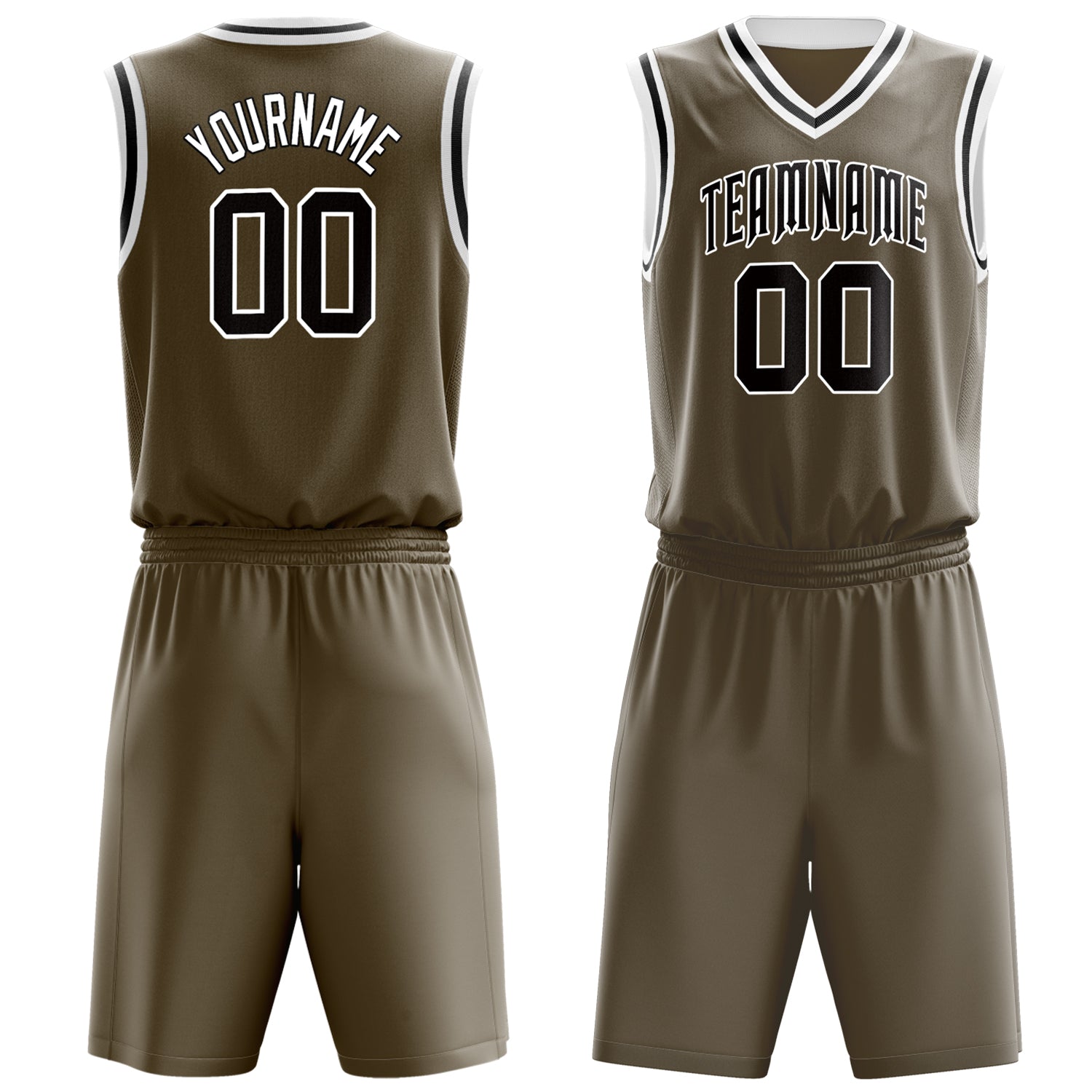 Custom Olive Black Solid Color Basketball Set