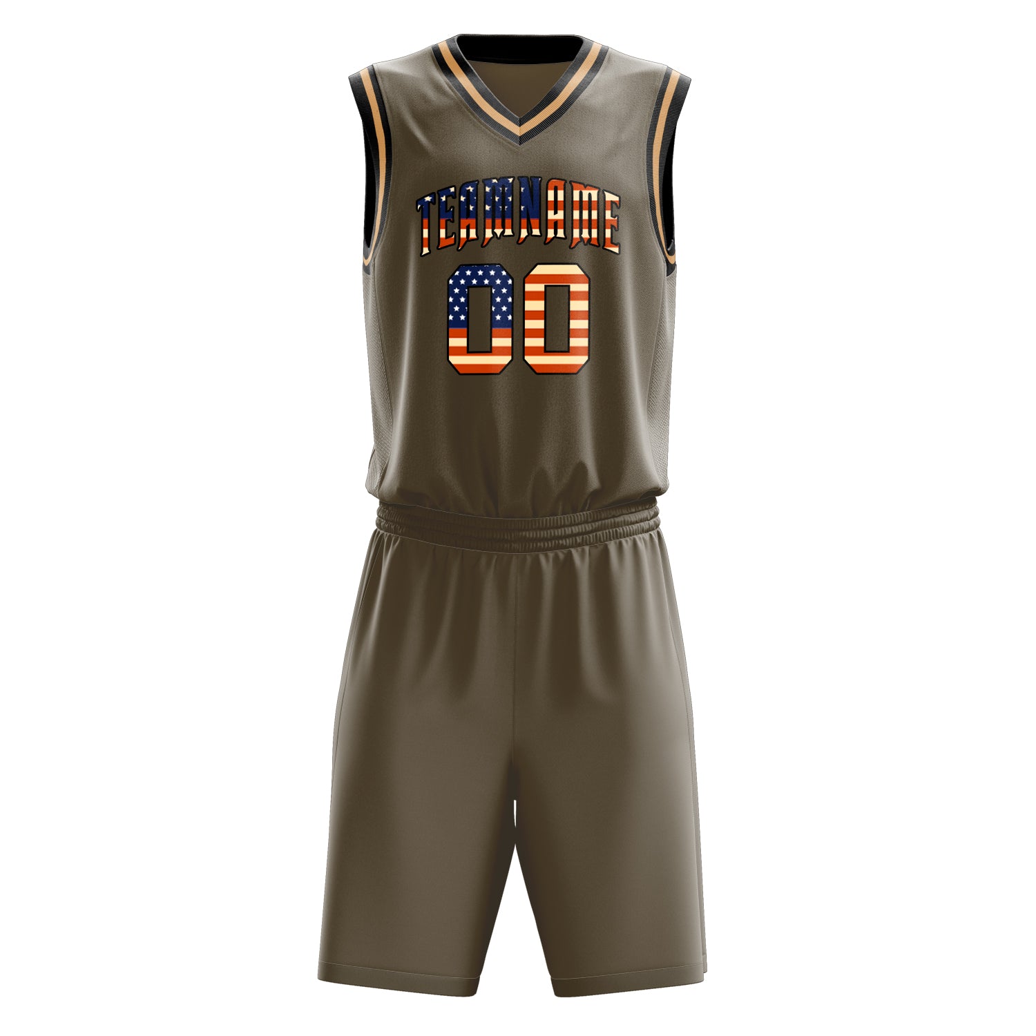 Custom Olive Black Solid Color Basketball Set