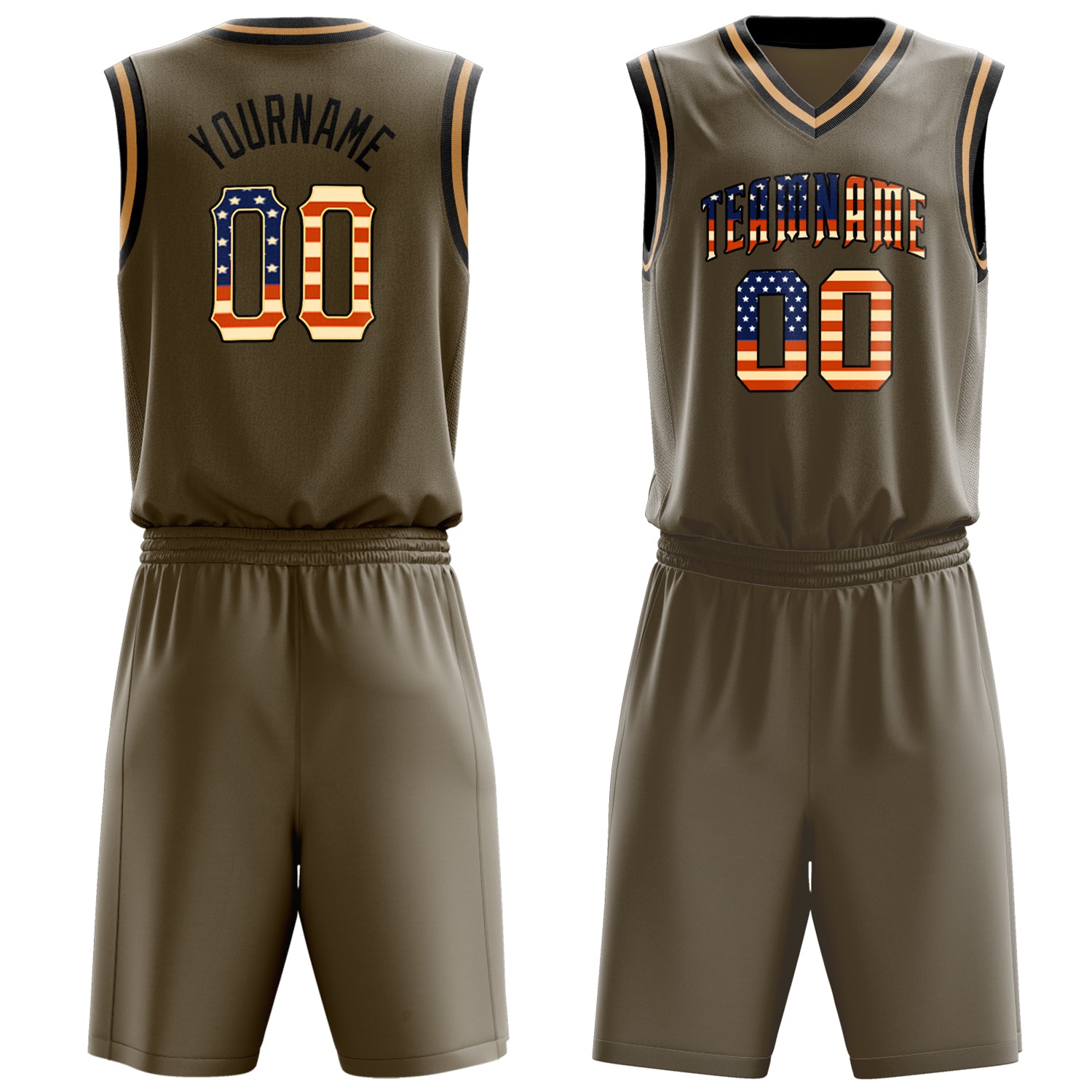 Custom Olive Black Solid Color Basketball Set