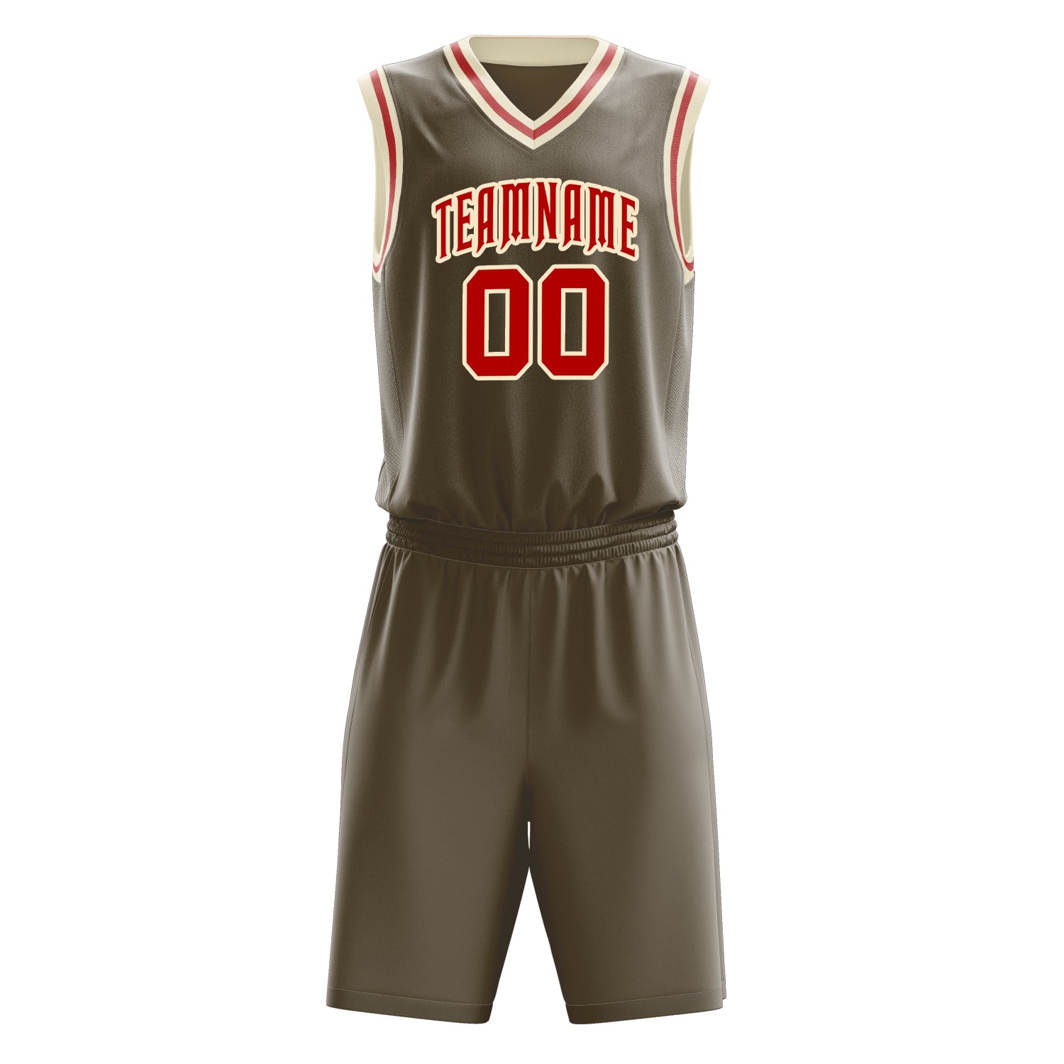 Custom Olive Red Solid Color Basketball Set
