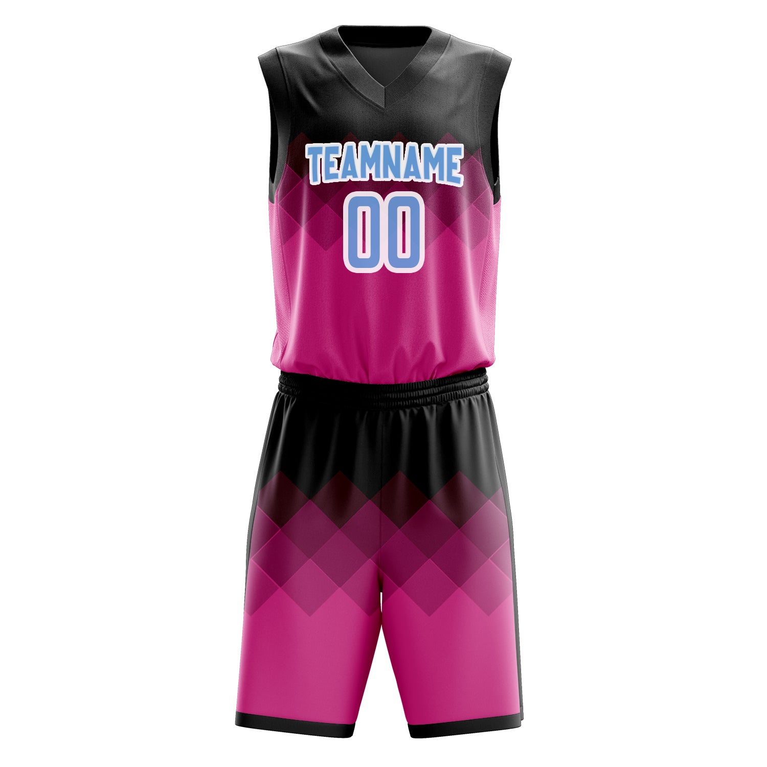 Custom Pink Black Fade Basketball Set