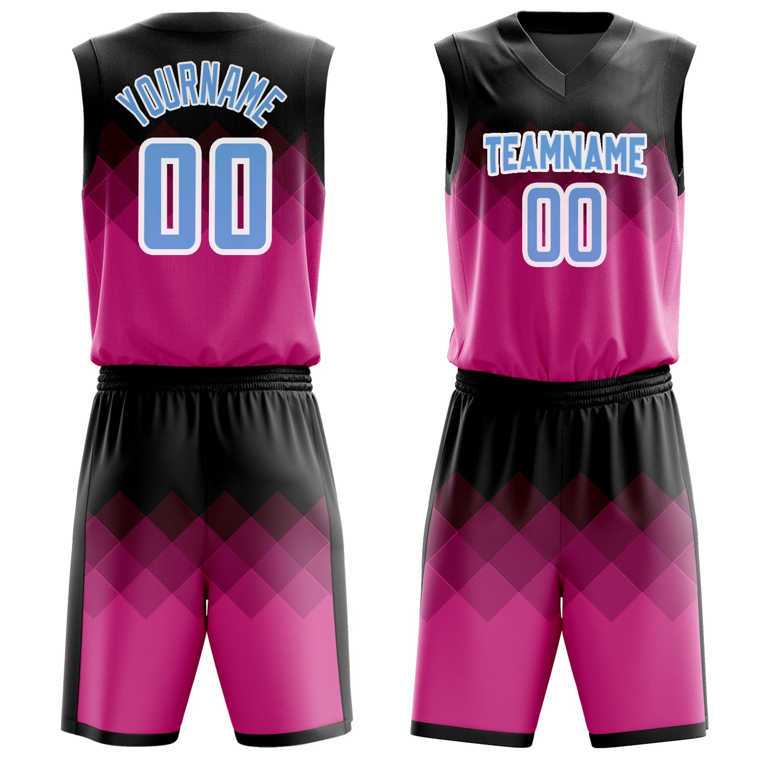 Custom Pink Black Fade Basketball Set