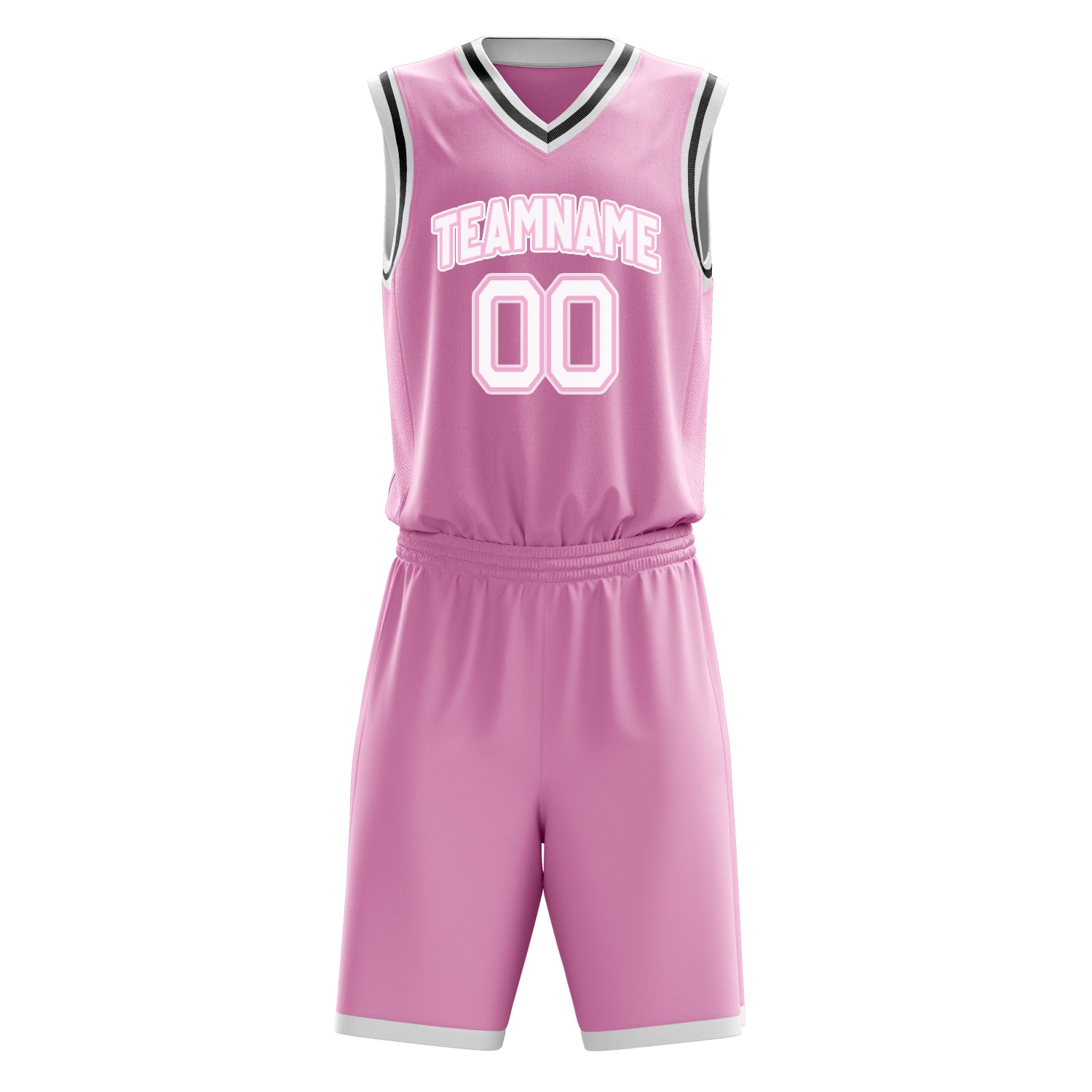 Custom Pink White Solid Color Basketball Set