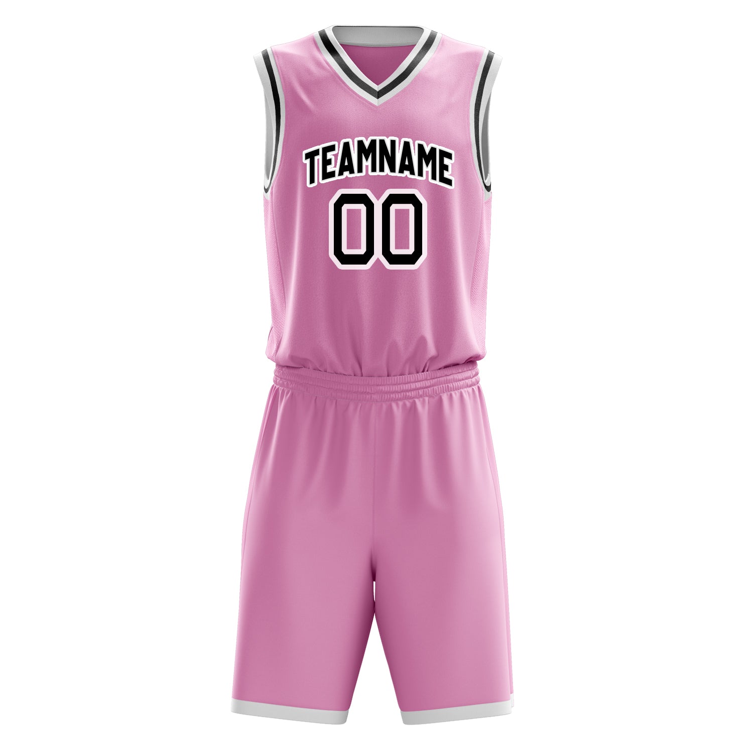Custom Pink Black Solid Color Basketball Set