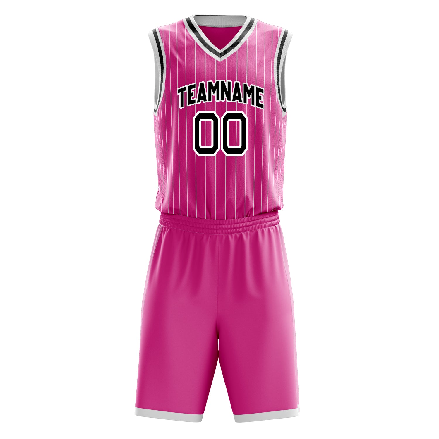 Custom Pink Black Pinstripe Basketball Set