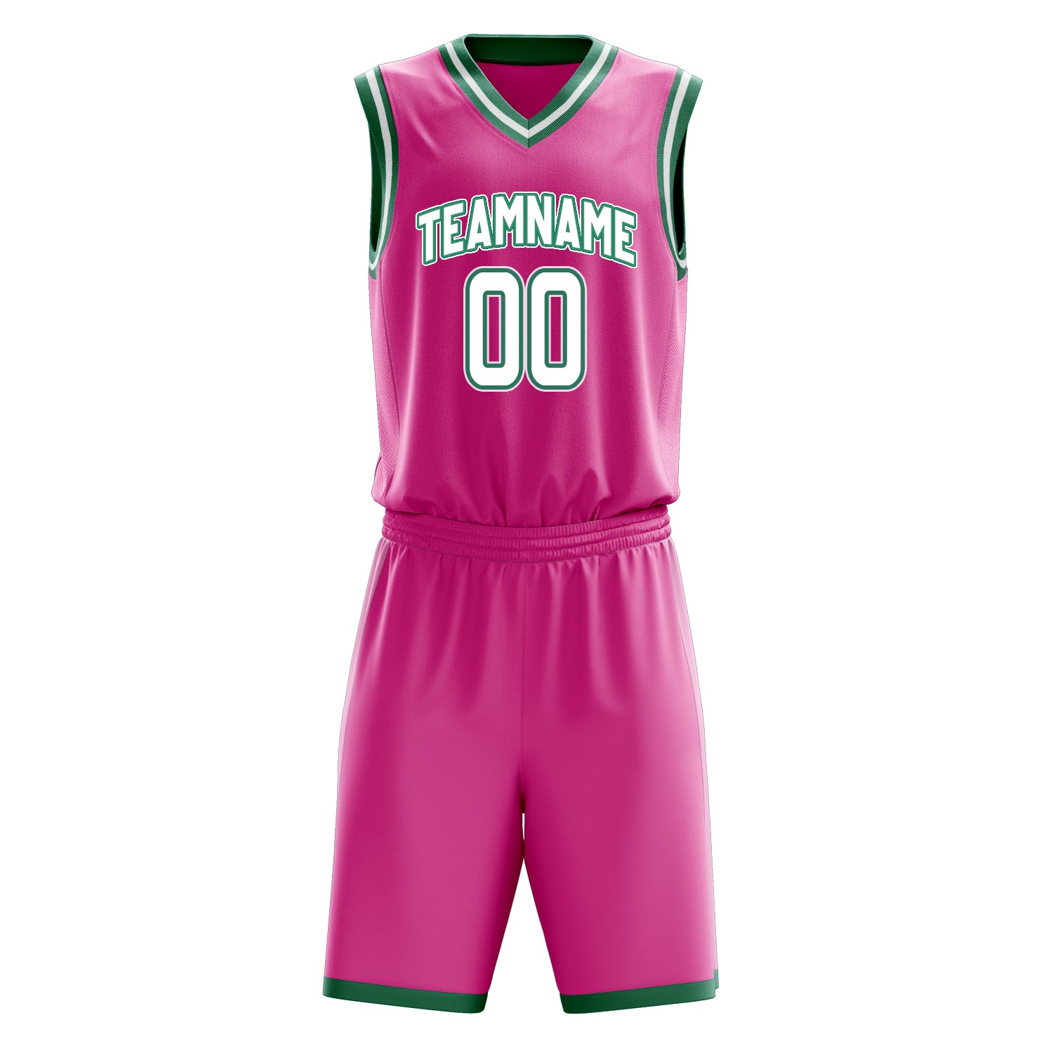 Custom Pink White Solid Color Basketball Set