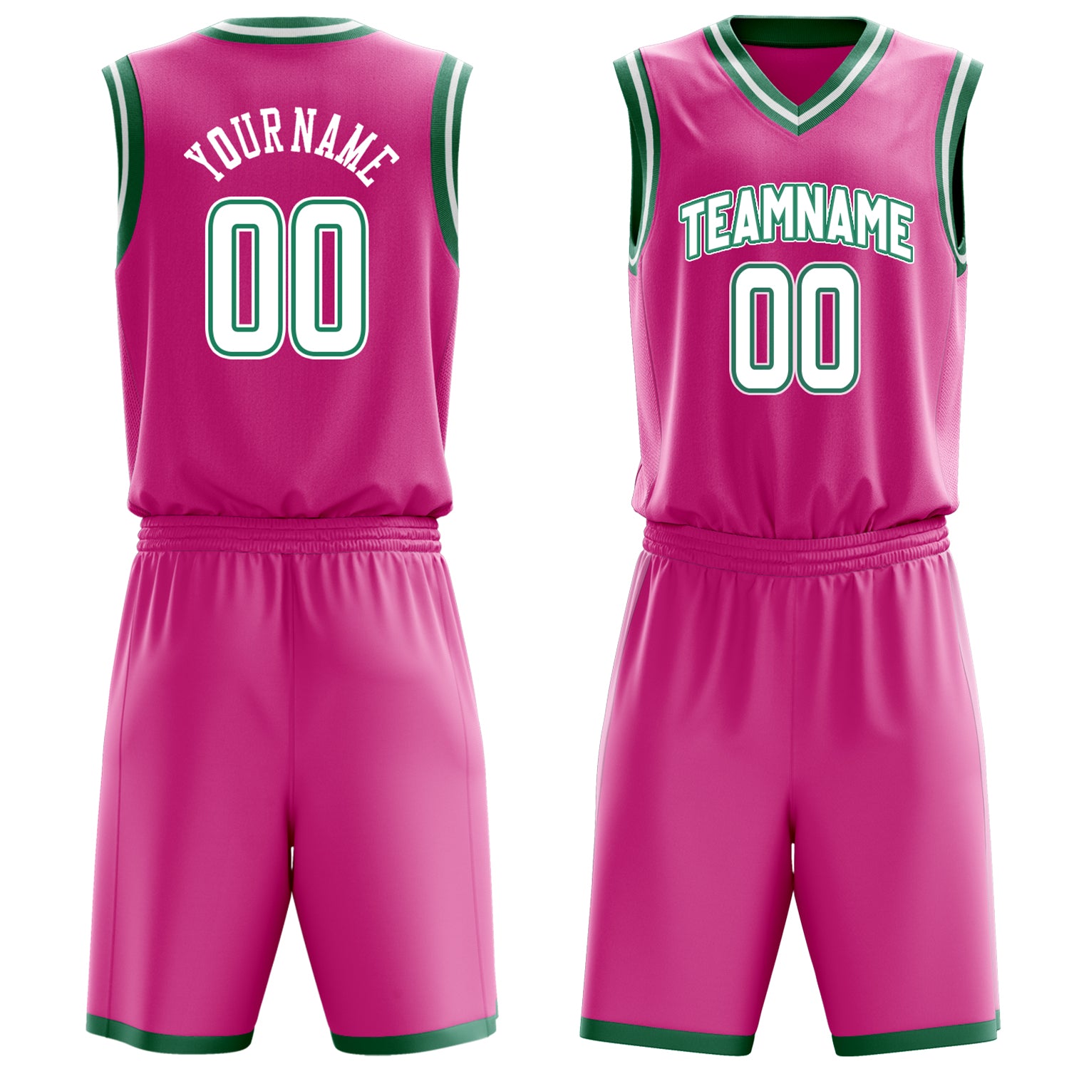 Custom Pink White Solid Color Basketball Set