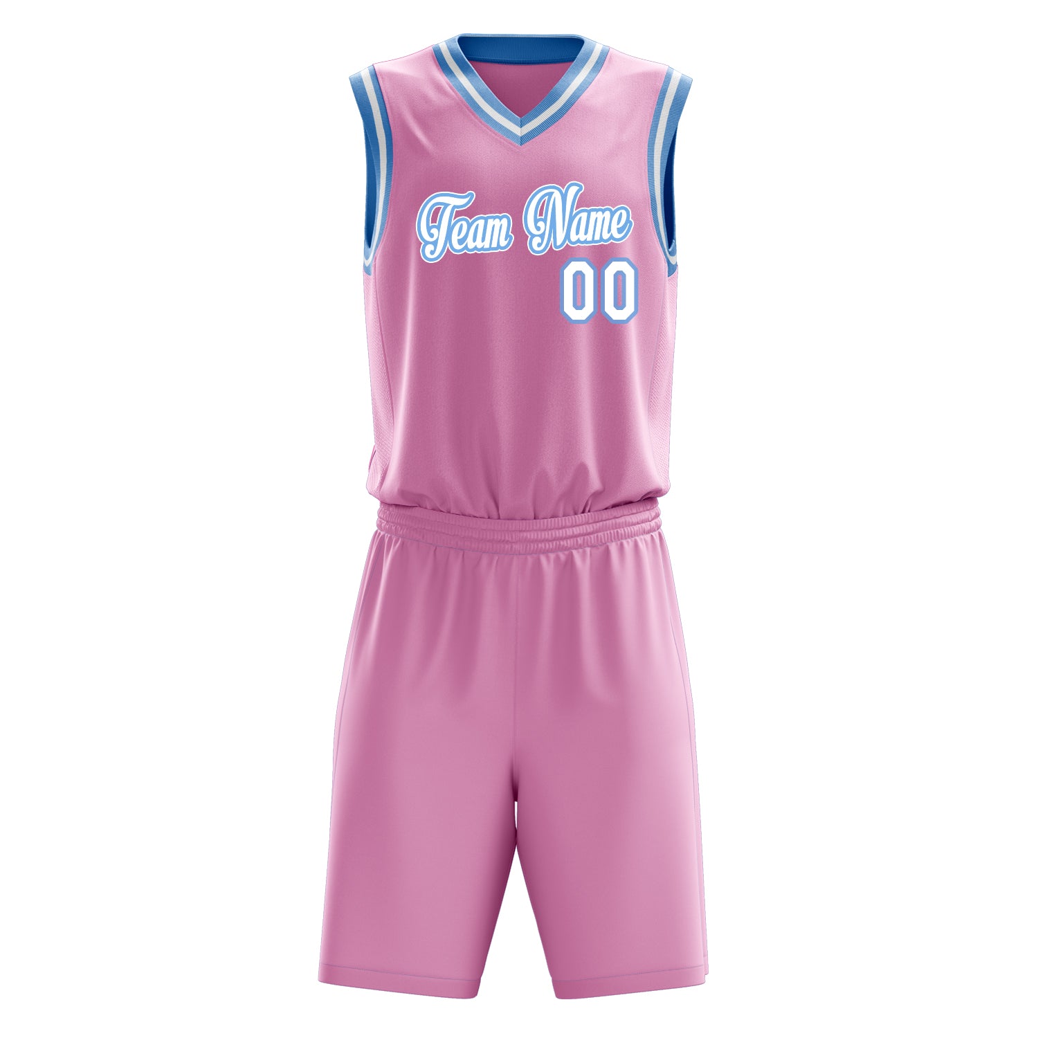 Custom Pink White Solid Color Basketball Set