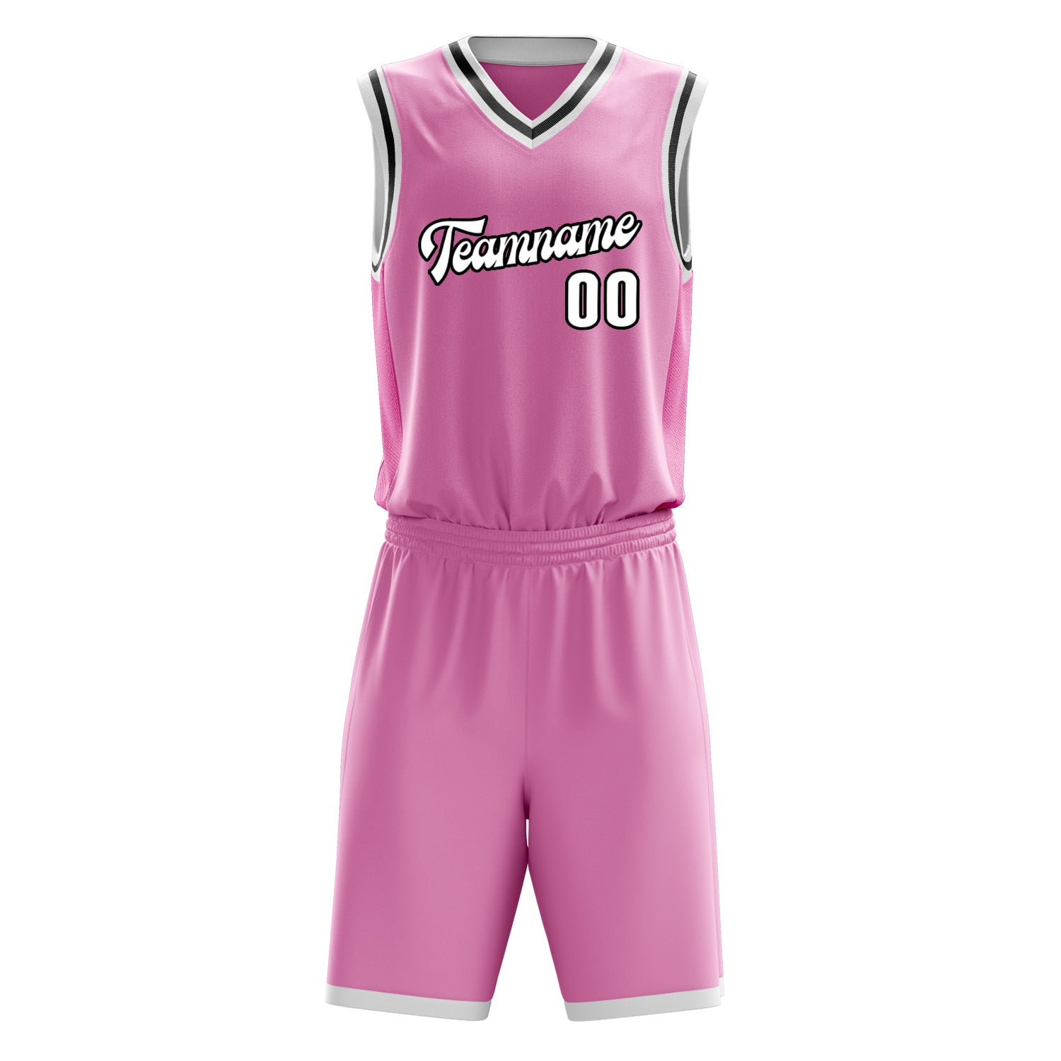 Custom Pink White Solid Color Basketball Set
