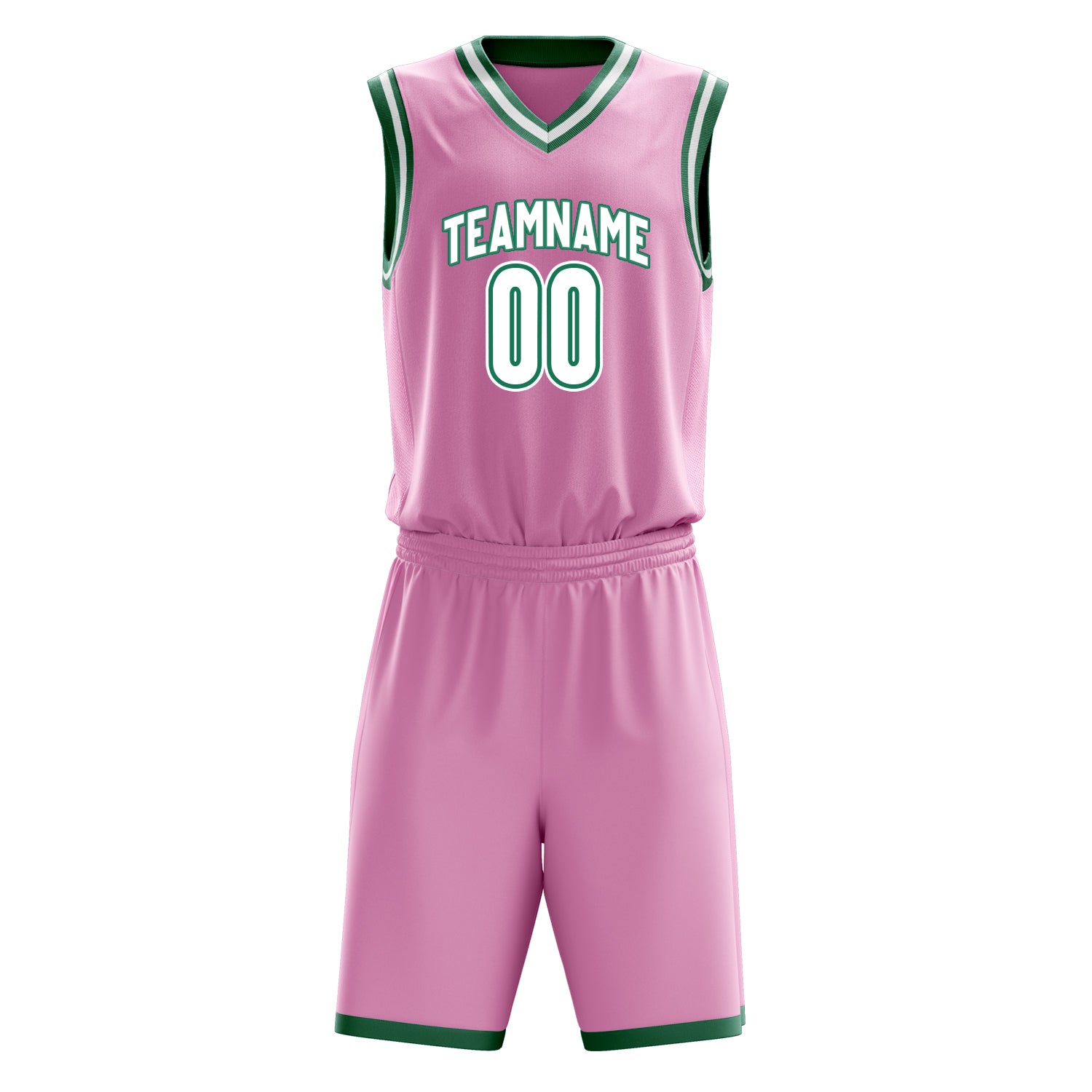 Custom Pink White Solid Color Basketball Set