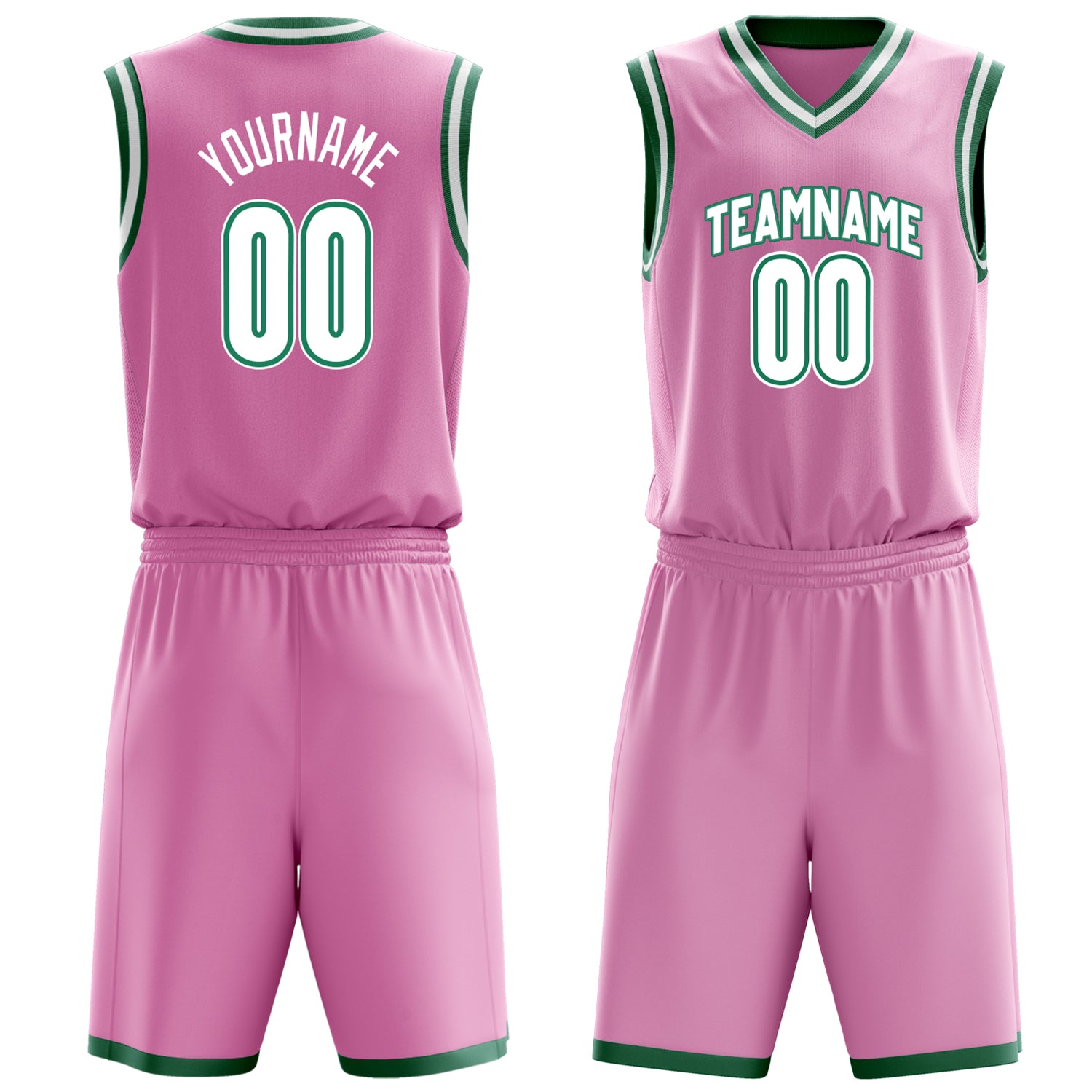 Custom Pink White Solid Color Basketball Set